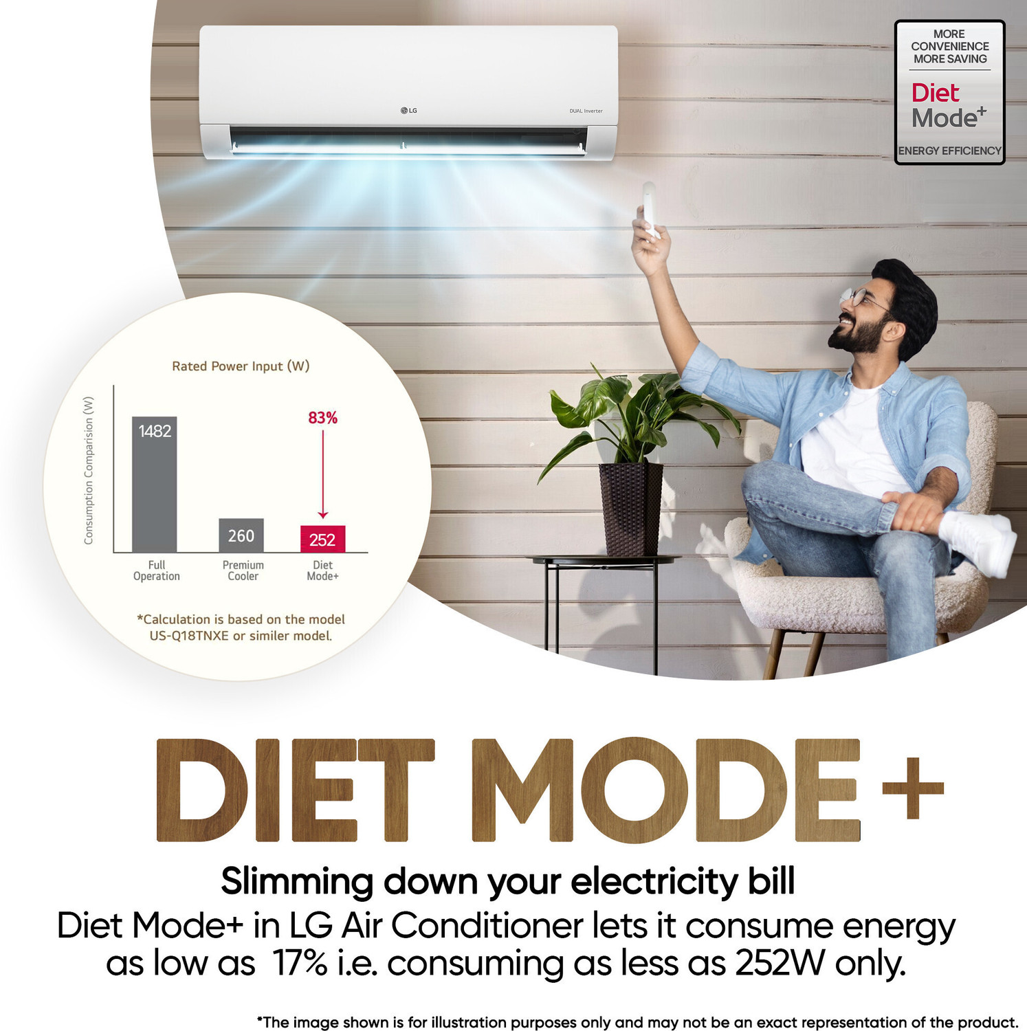 Image of LG 2025 Model 1.5 Ton 4 Star Split AI Dual Inverter AI Convertible 6-in-1 with Faster Cooling and Energy Saving, VIRAAT Mode and Diet Plus Mode AC