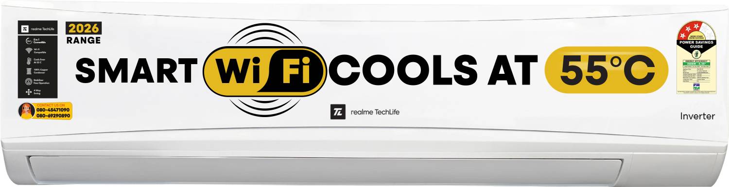 realme TechLife 2026 Model 2 Ton 3 Star Split Inverter with Wi-fi 5-in-1 Convertible with Rapid Cool Technology Smart AC price history chart and lowest price