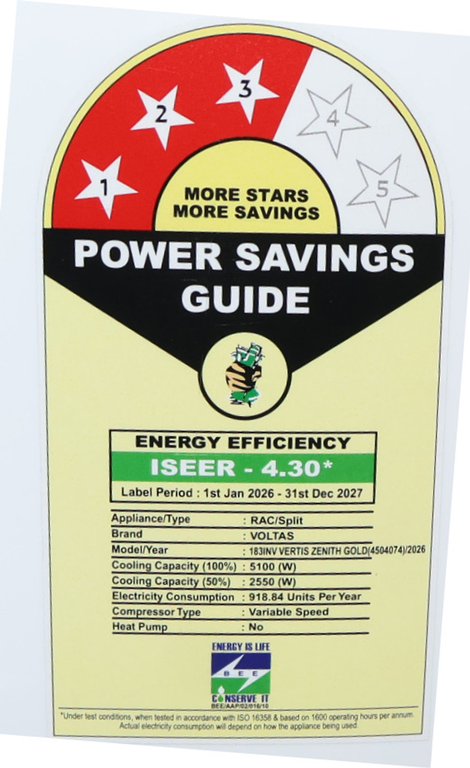 Image of Voltas 2026 Model 1.5 Ton 3 Star Split Inverter AC