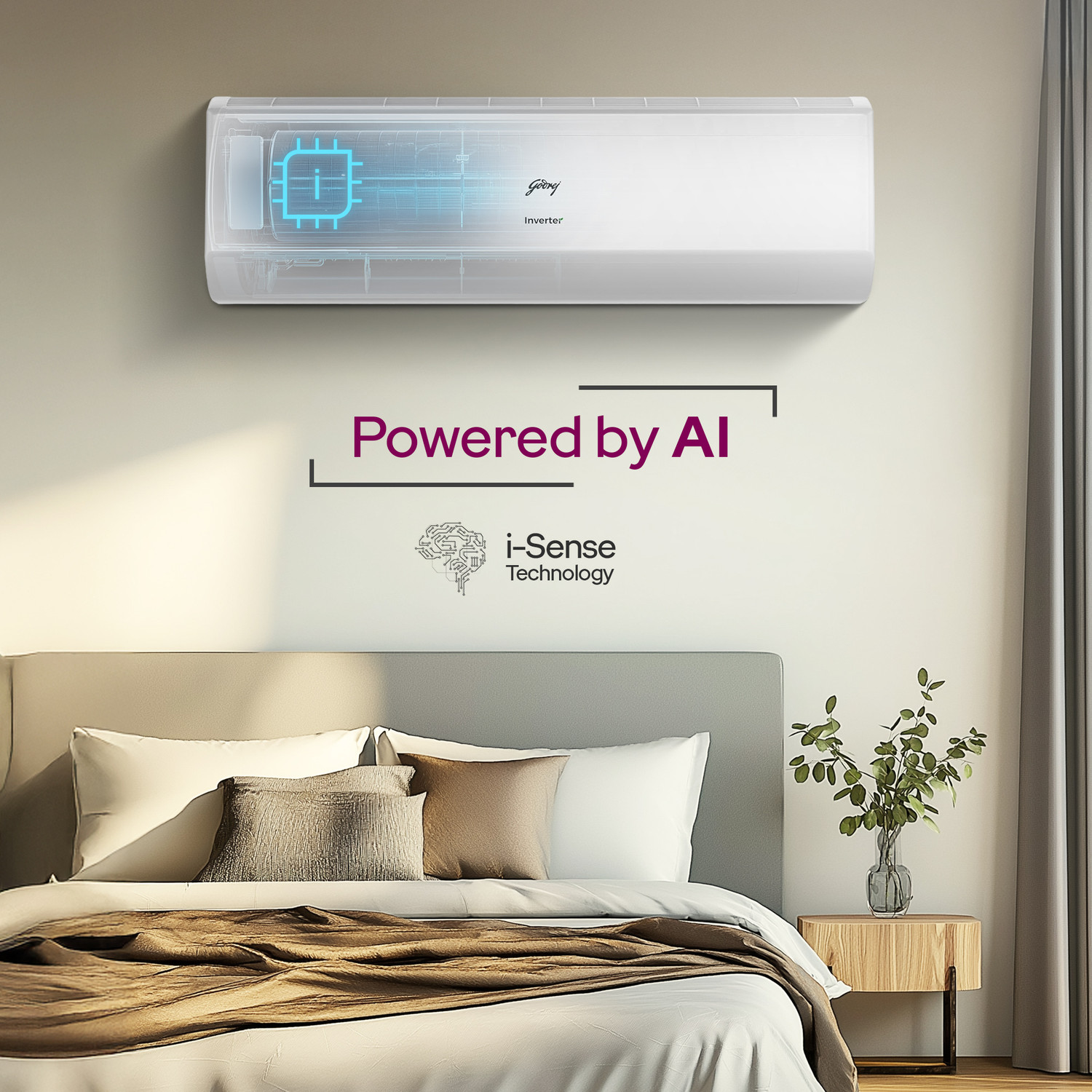 Image of Godrej 2026 Model 2 Ton 3 Star Split Inverter with 5-in-1 convertible | AI Powered| Heavy Duty Cooling at 52 degree celsius|i-Sense technology AC
