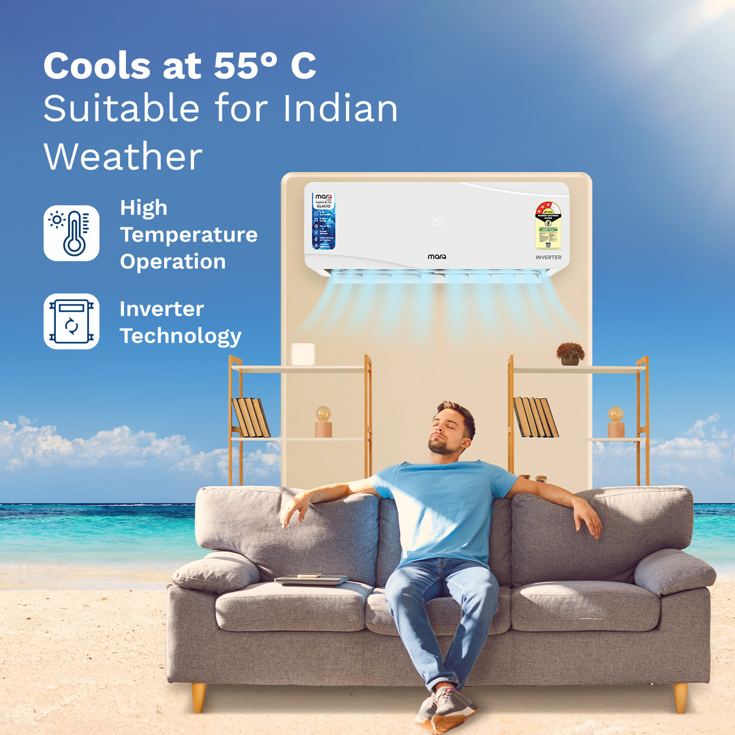 Image of MarQ by Flipkart 2026 Model 1 Ton 3 Star Split Inverter 5-in-1 Convertible with Turbo Cool Technology AC