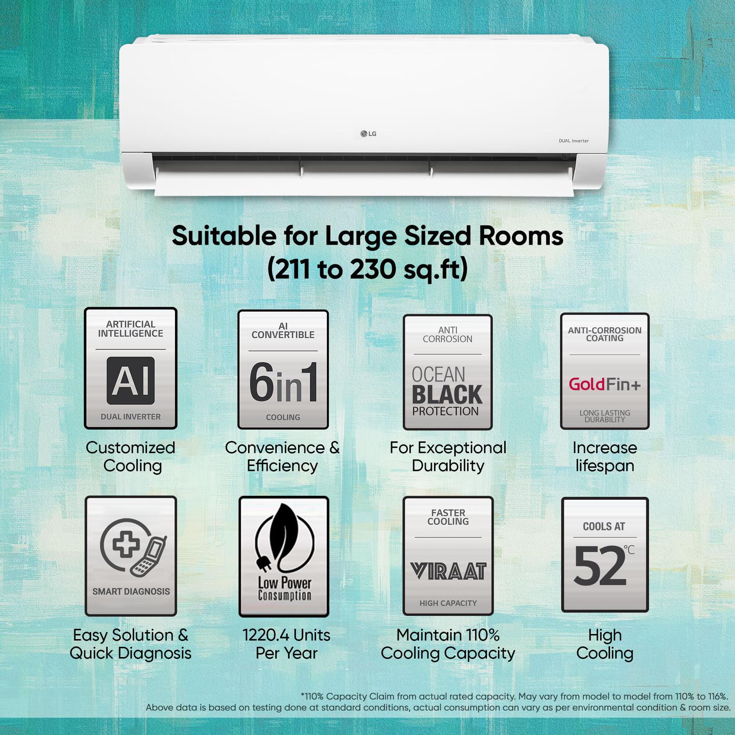Image of LG 2024 Model 2 Ton 3 Star Split Dual Inverter 4 Way Swing, HD Filter with Anti-Virus Protection,VIRAAT Mode & ADC Sensor AC