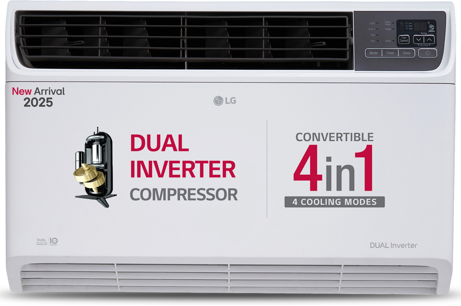 Image of LG 2025 Model 1.5 Ton 5 Star Window Dual Inverter Convertible 4-in-1 Cooling with Faster Cooling and Energy Saving, 4 Way Air Swing and HD Filter AC