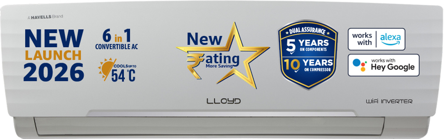 Image of Lloyd 2026 Model 1.5 Ton 5 Star Split Inverter with Wi-fi AC