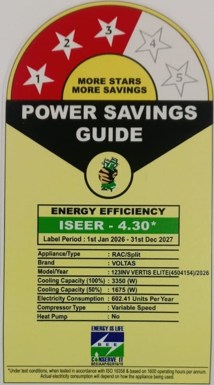 Image of Voltas 2026 Model 1 Ton 3 Star Split Inverter AC