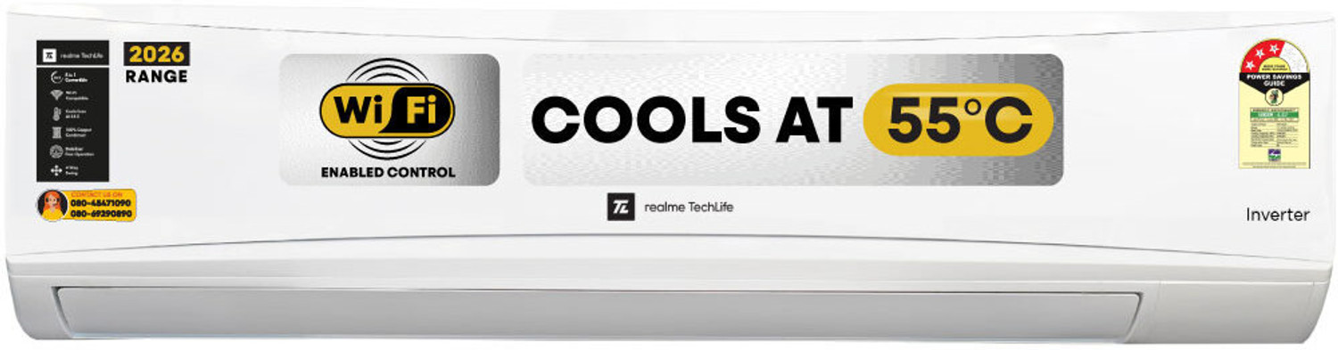 Image of realme TechLife 2026 Model 1.5 Ton 3 Star Split Inverter with Wi-fi AC