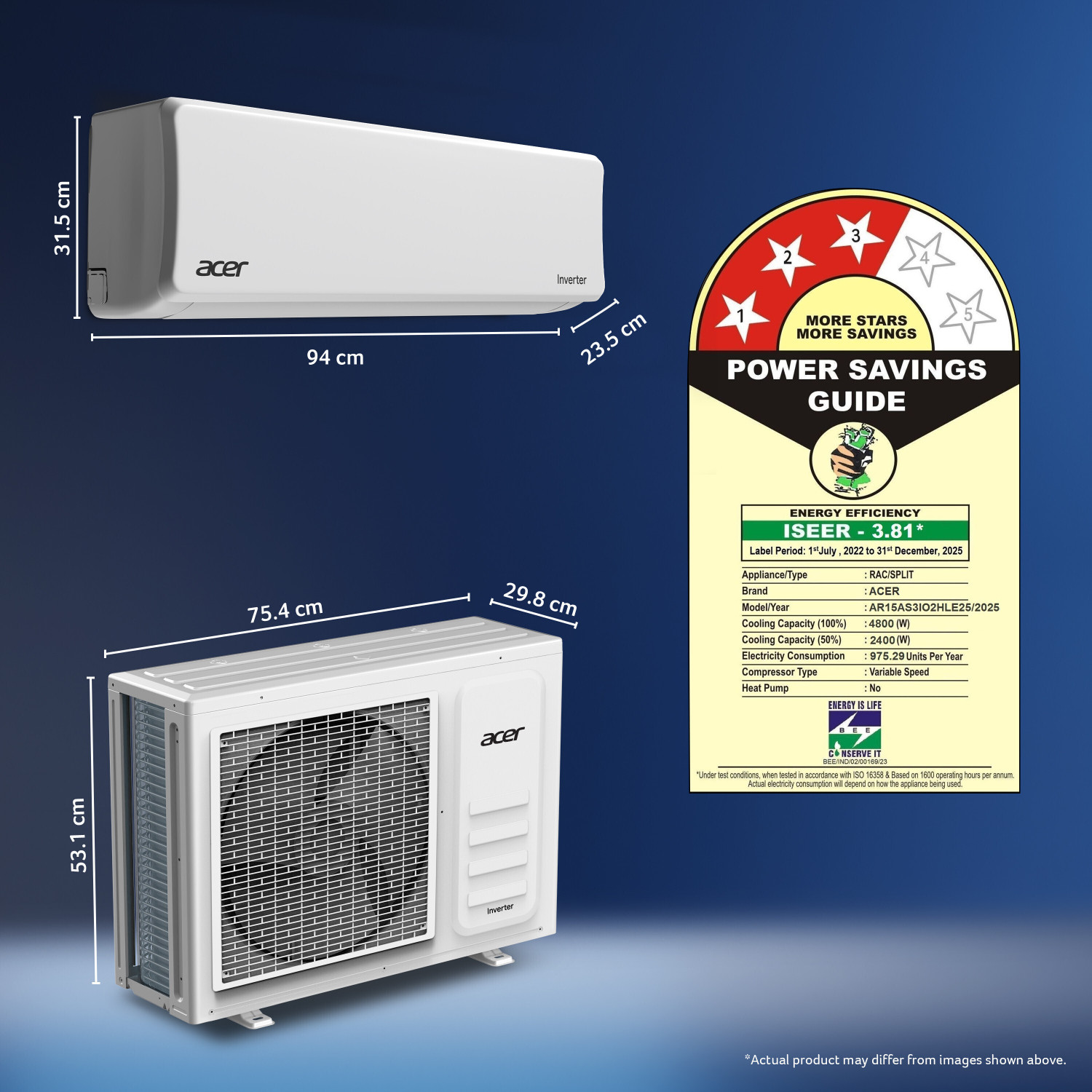 Image of Acer 2025 Model 1.5 Ton 5 Star Split Inverter AC