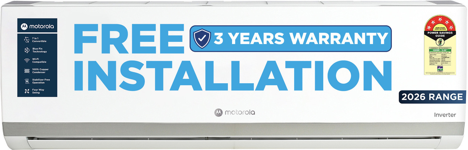 Image of MOTOROLA 2026 Model 1.5 Ton 5 Star Split Inverter with Wi-fi | Free Installation with 3-Year Comprehensive Warranty with Attachments included AC