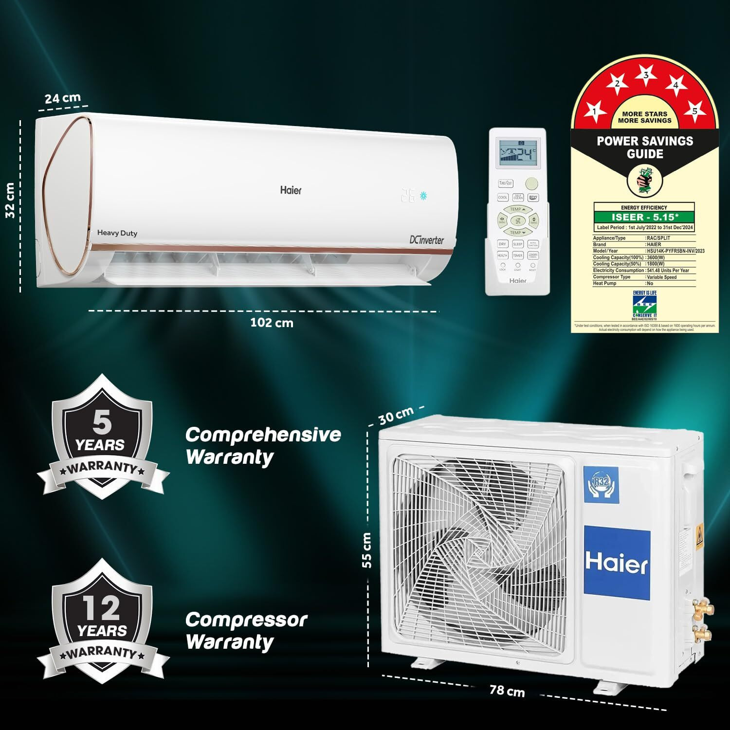 Image of Haier 2023 Model 1.6 Ton 5 Star Split Inverter AC