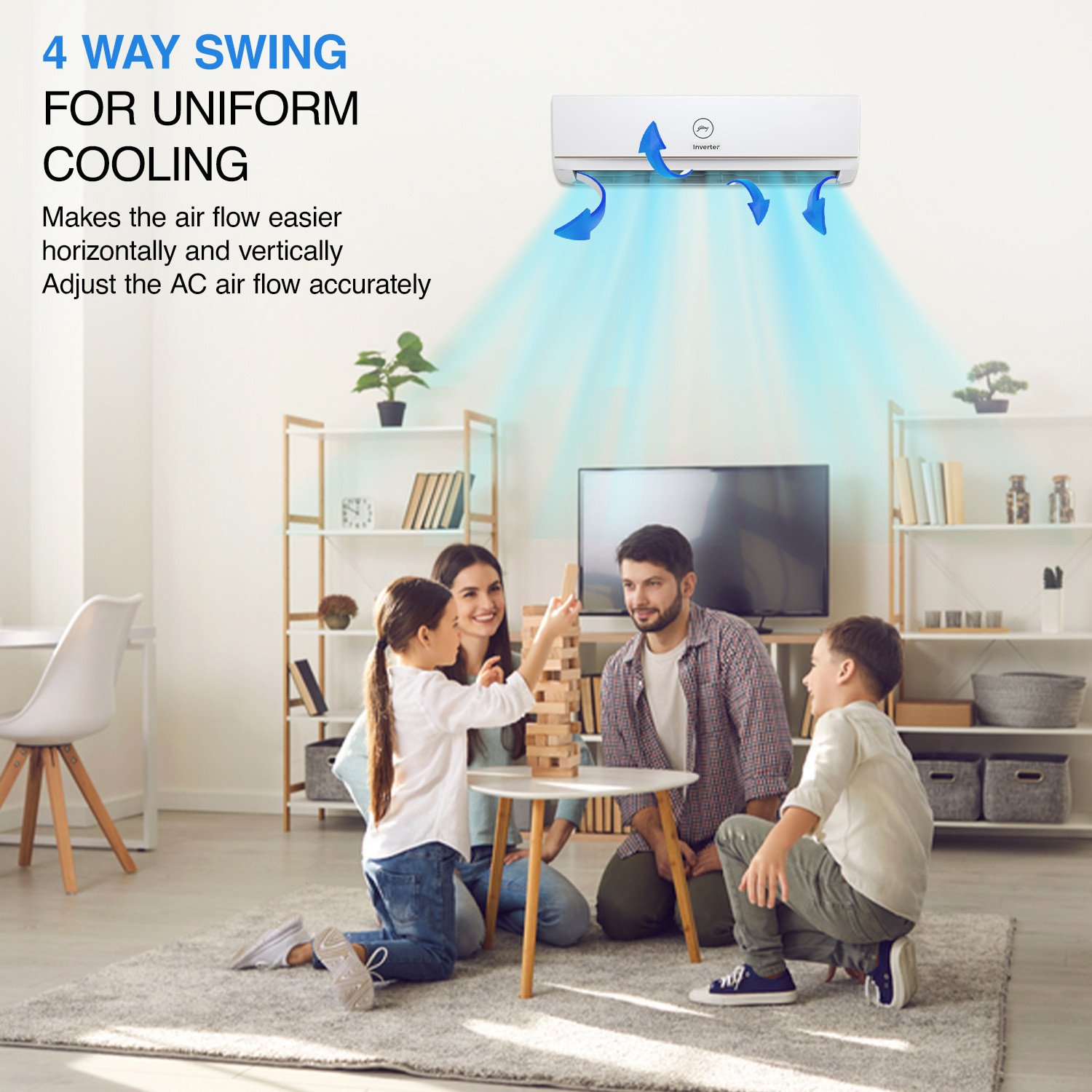 Image of Godrej 2023 Model 1.5 Ton 4 Star Split Inverter 5-in-1 Convertible Cooling with and Tri Filtration System AC