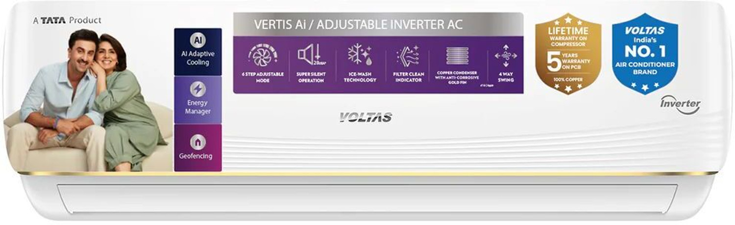 Image of Voltas 2026 Model 1.5 Ton 5 Star Split Inverter with Wi-fi AC