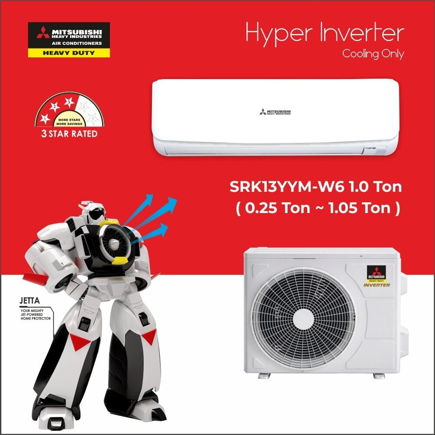 Image of MITSUBISHI HEAVY INDUSTRIES 2025 Model 1 Ton 3 Star Split Hyper Inverter with Wi-fi Hyper Inverter AC AC