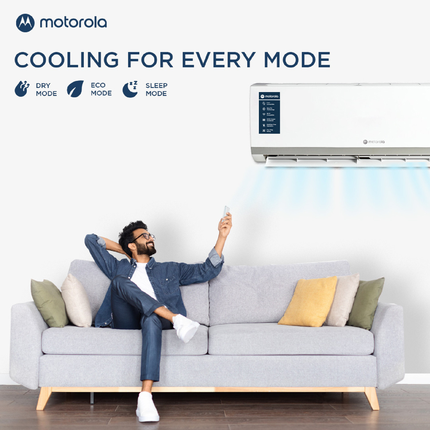 Image of MOTOROLA 2025 Model 2 Ton 3 Star Split Inverter with Wi-fi 7-in-1 Convertible with Rapid cool technology AC