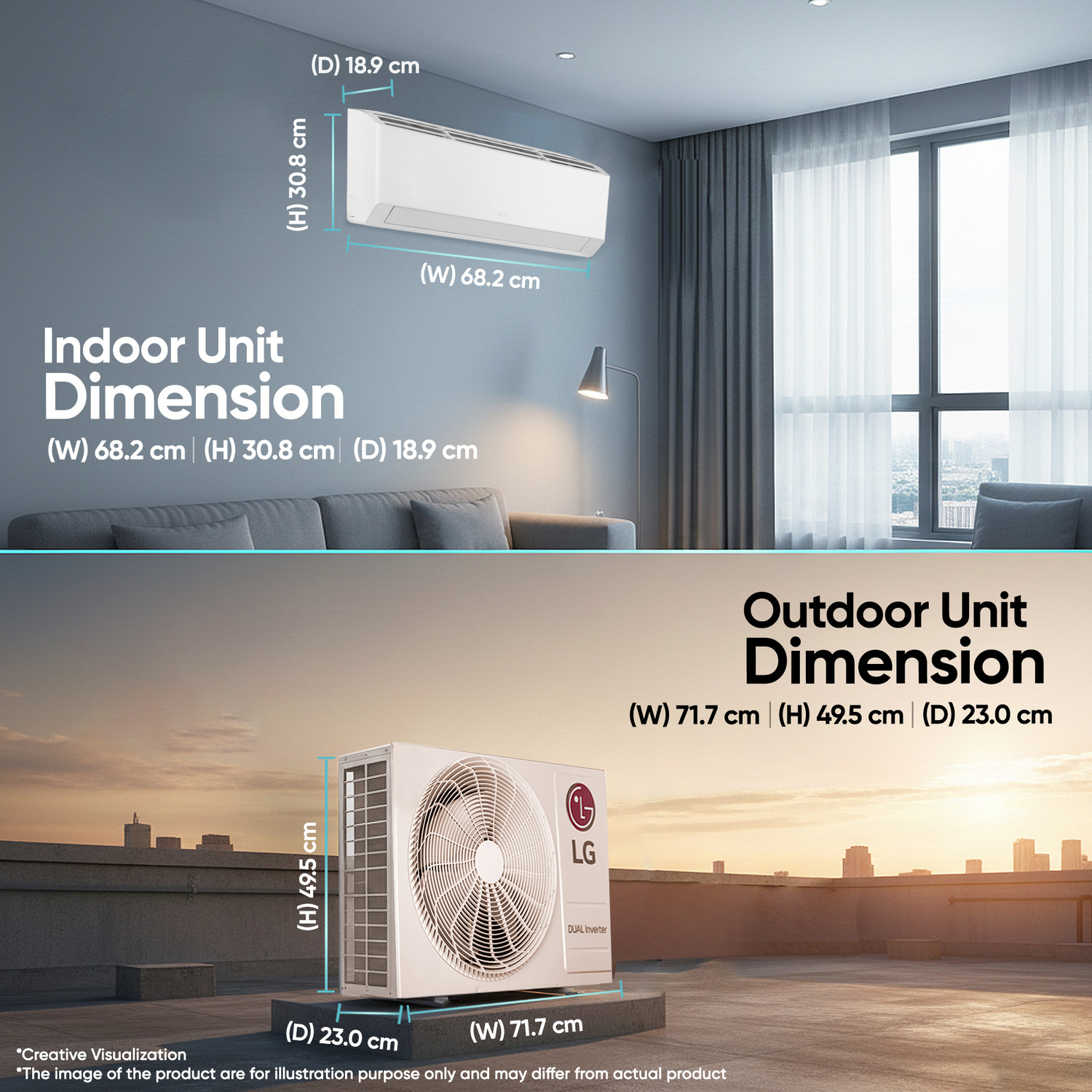 Image of LG 2026 Model 0.8 ton 2 Star Split Smart Inverter Faster Cooling and Energy Saving, AI Convertible 6-in-1 Cooling, HD Filter with Anti Virus Protection, Him Clean, VIRAAT Mode and Diet Mode Plus AC