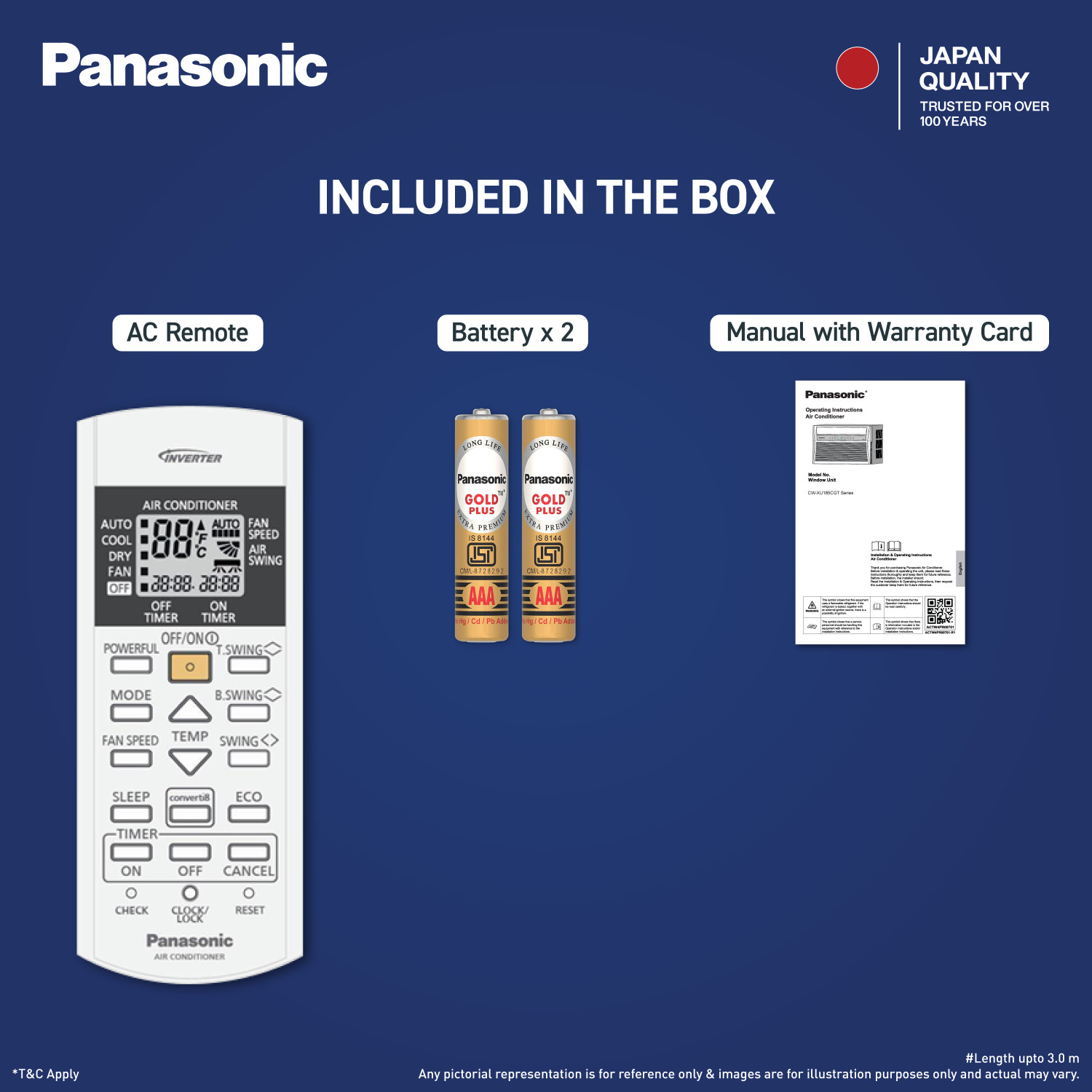 Image of Panasonic 2026 Model 1.5 Ton 5 Star Window Inverter Top Throw Airflow, Cools at 50 Deg. C, Copper Condenser, 8in1 Convertible, 4-Way Swing, Powerful Mode, ECO Mode, PM0.1 Filter AC