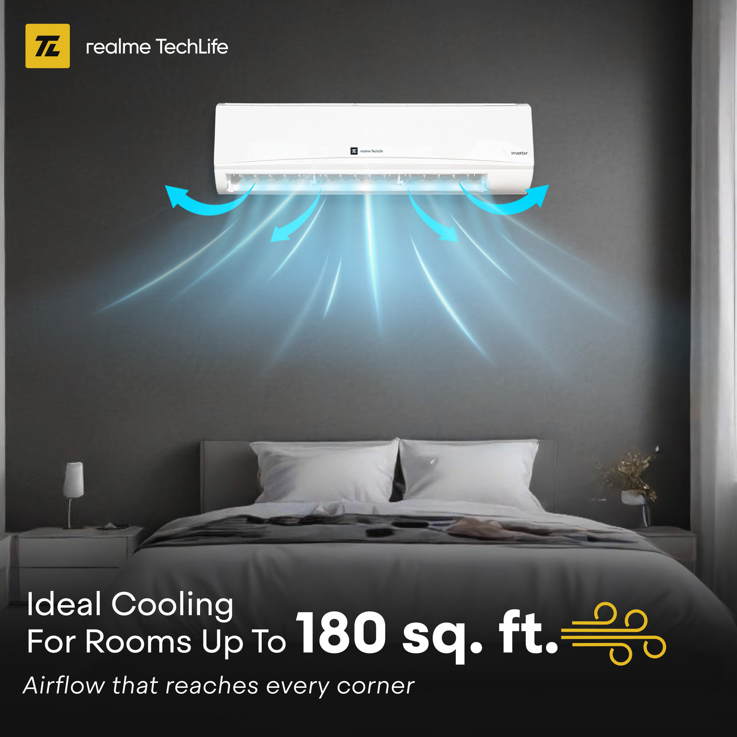 Image of realme TechLife 2026 Model 2 Ton 3 Star Split Inverter with Wi-fi 5-in-1 Convertible with Rapid Cool Technology Smart AC