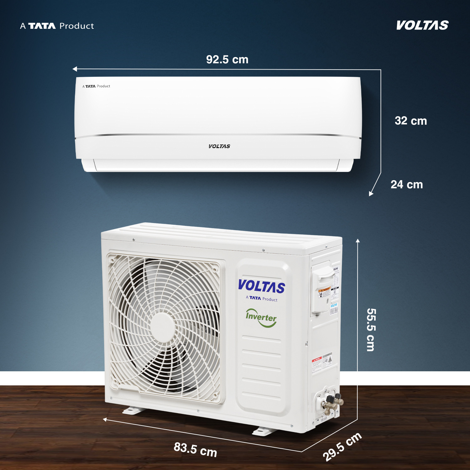 Image of Voltas 2025 Model 1.5 Ton 3 Star Hot and Cold Split Inverter 4-IN-1 Adjustable Mode | Energy Efficient | High Ambient Cooling (even at 52�C) | Anti-Dust Filter with Anti-Microbial Coating | Auto Clean AC