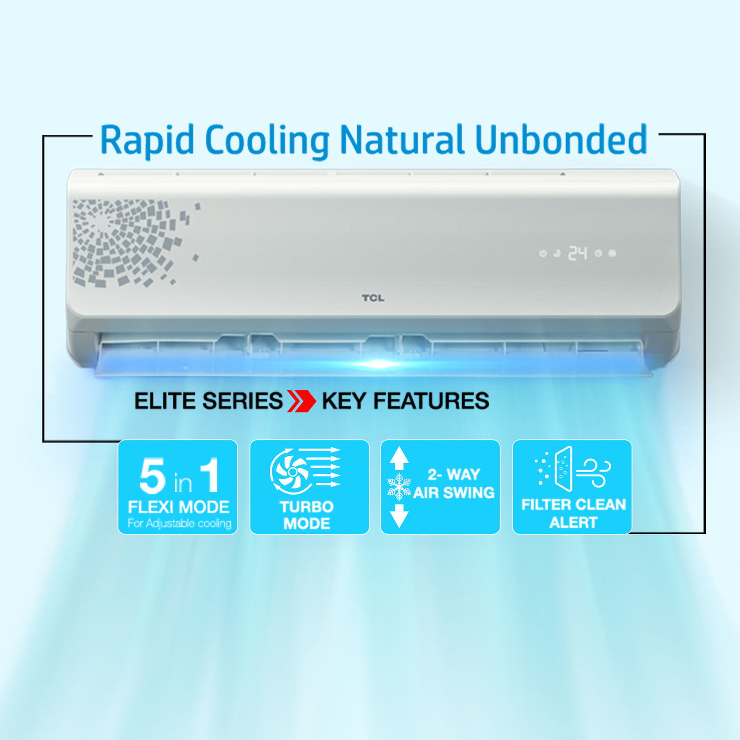 Image of TCL 2025 Model 2 Ton 3 Star Split Inverter 5 Step Convetible with Powerful Turbo cooling, Energy saving, Silent Operation AC