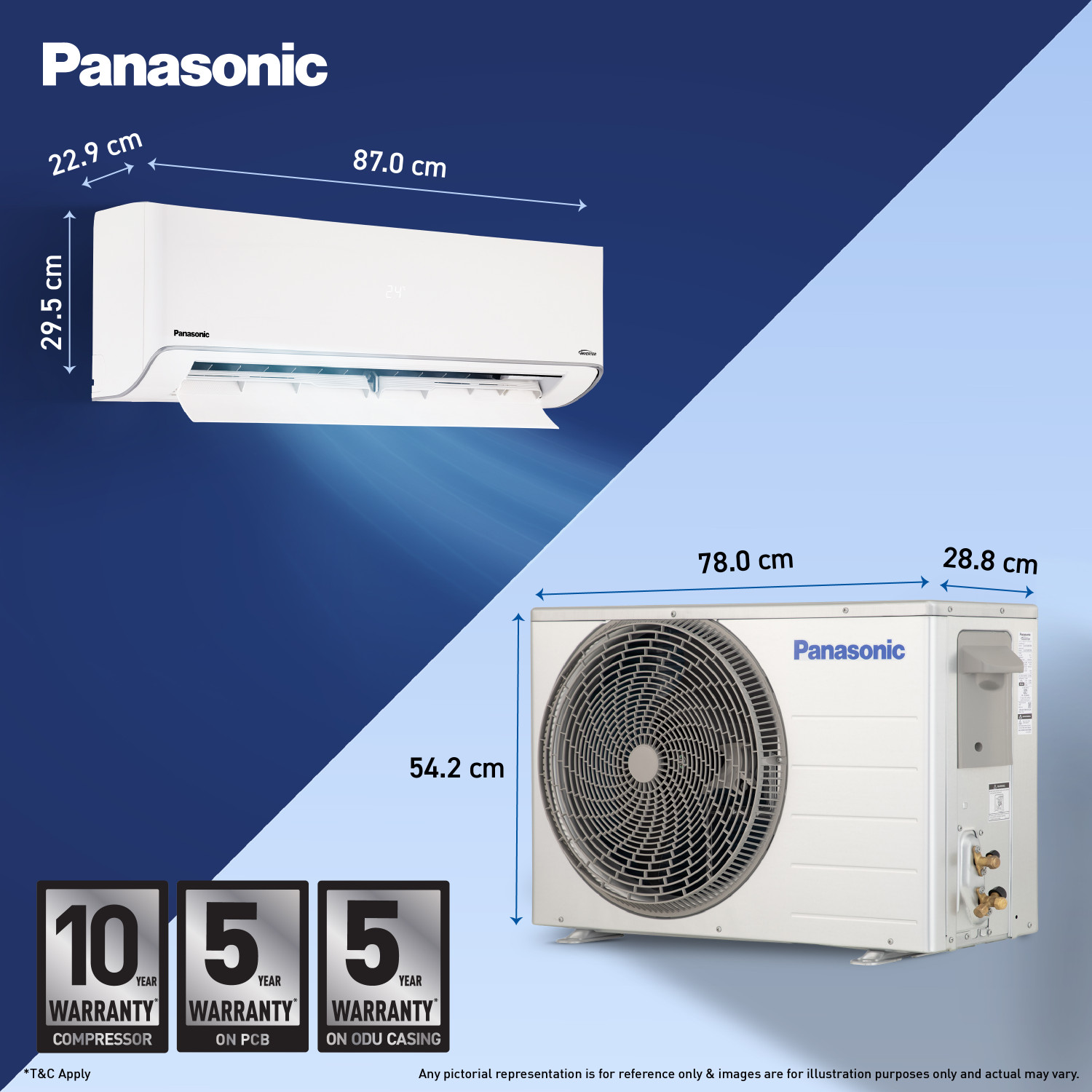 Image of Panasonic 2026 Model 1.5 Ton 3 Star Hot and Cold Split Inverter Crystal Clean, Higher Airflow, 2-Way Swing, -10 Deg. C ~ 55 Deg. C Operation, Copper Condenser, 8in1 Convertible, PM0.1 Filter AC