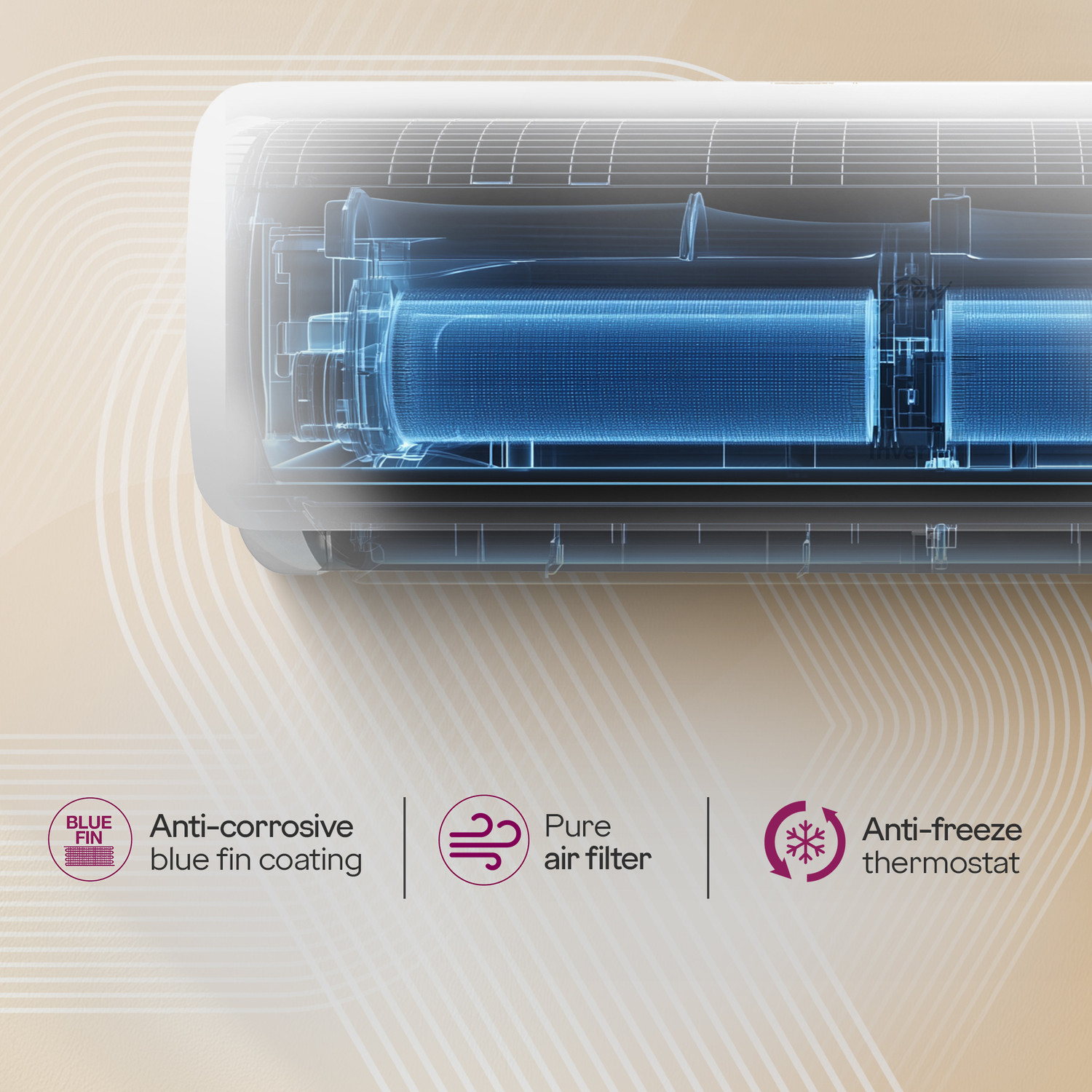 Image of Godrej 2025 Model 1.5 Ton 3 Star Split Inverter AI Powered, 5-In-1 Convertible, Heavy Duty Cooling At Extreme Temperature AC