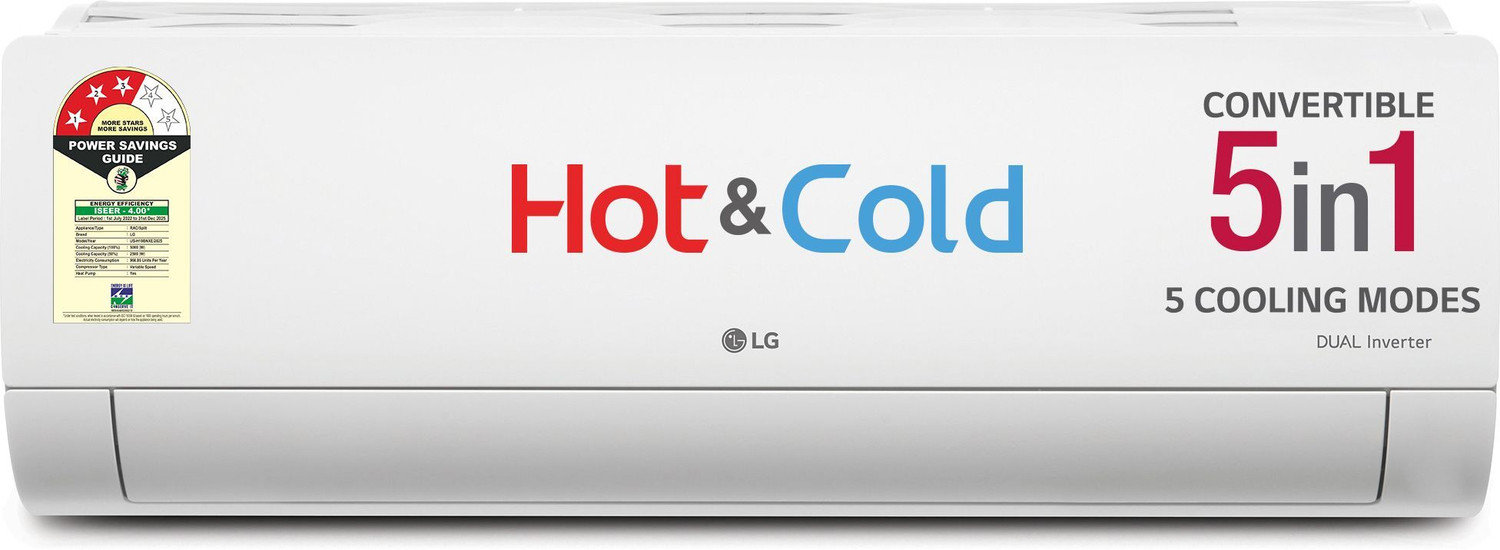 Image of LG 2025 Model 1.5 Ton 3 Star Hot and Cold Split Dual Inverter All-Weather Comfort,Convertible 5-in-1 Cooling, Faster Cooling and Intelligent Heating, 4 Way Swing, VIRAAT Mode, 15 MTS Airthrow, 100% Copper Condensor AC