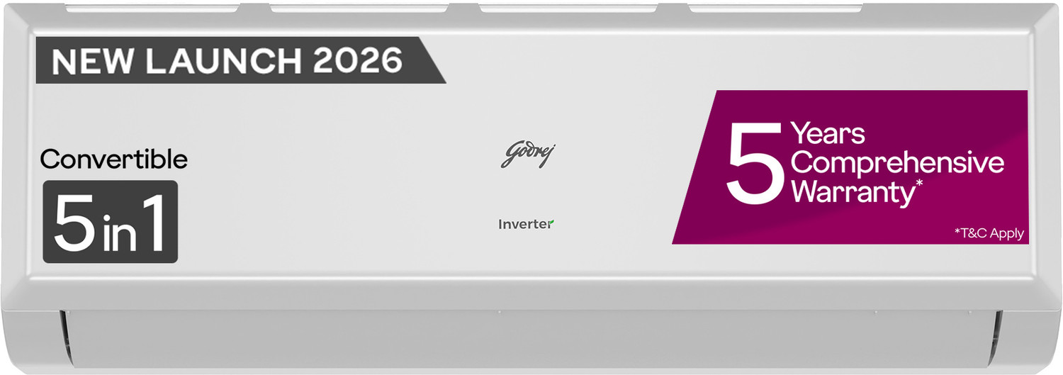 Image of Godrej 2026 Model 1.5 Ton 3 Star Split Inverter with 5-in-1 convertible | AI Powered| Heavy Duty Cooling at 52 degree celsius|i-Sense technology AC