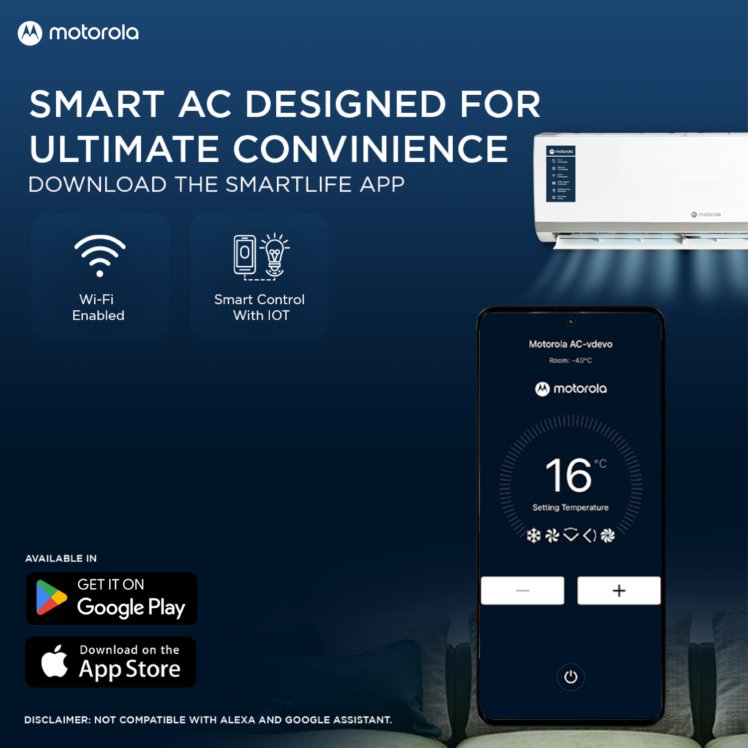 Image of MOTOROLA 2026 Model 2 Ton 3 Star Split Inverter with Wi-fi | Free Installation with 3-Year Comprehensive Warranty with Attachments included AC