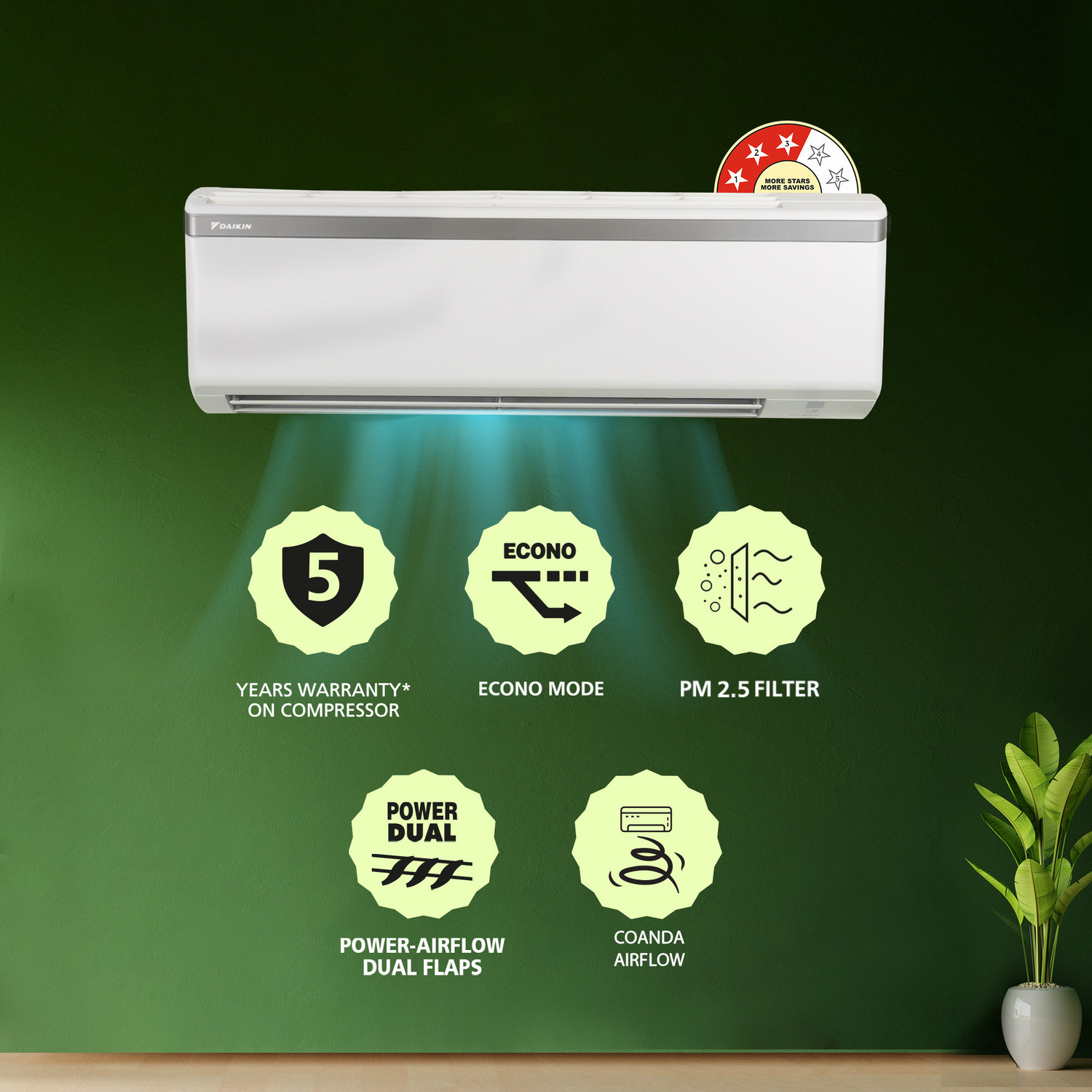 Image of Daikin 2025 Model 1.5 Ton 3 Star Split Fixed Speed Fixed Speed AC