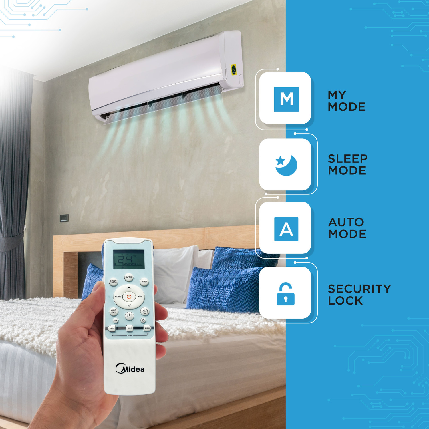 Image of Midea 2025 Model 2 Ton 3 Star Split Inverter with Wi-fi 4 in 1 Convertible Cooling AI HD Filter with Auto Cleanser, SANTIS NEO RYL AC