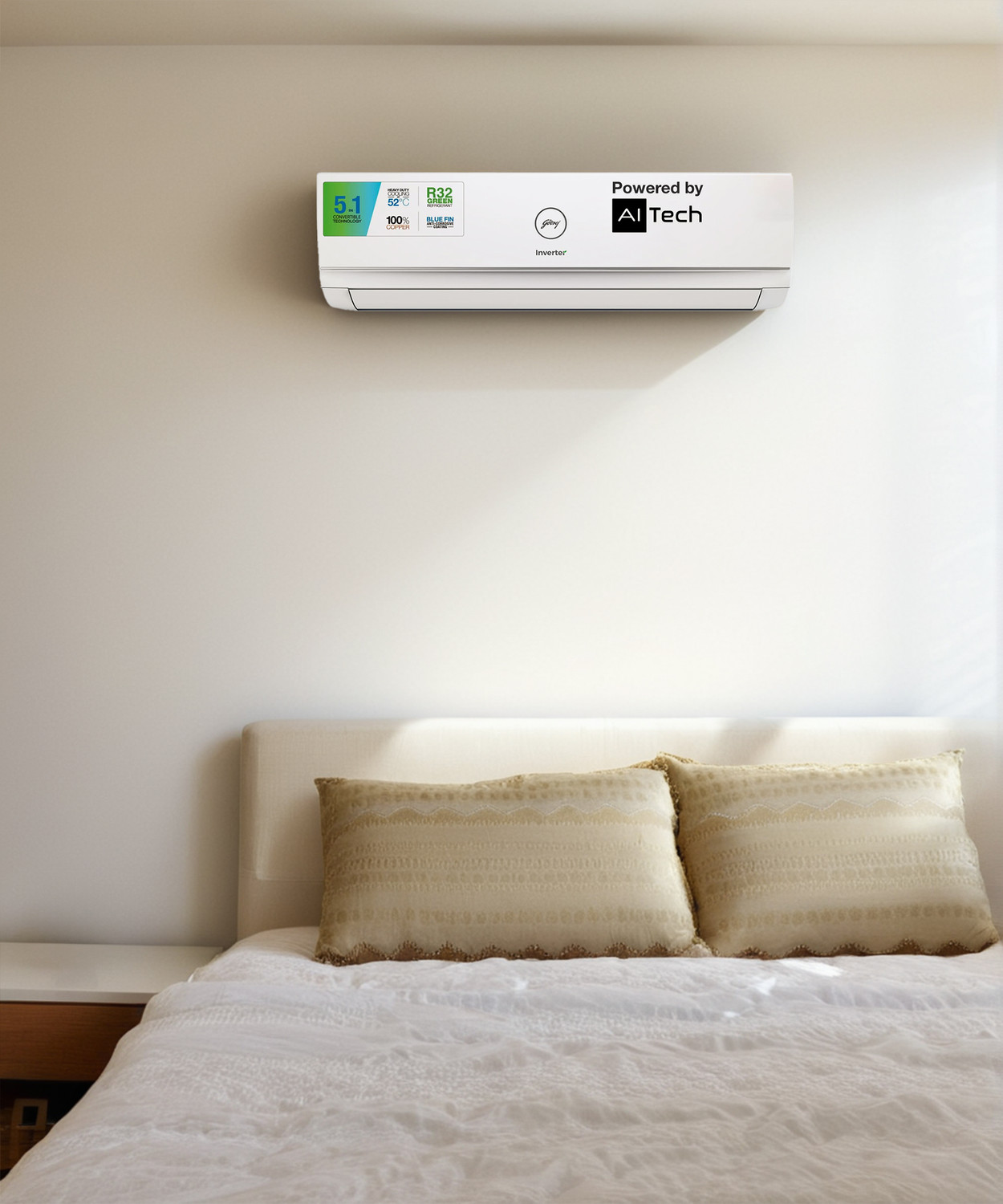 Image of Godrej 2023 Model 1.5 Ton 3 Star Split Inverter 5-In-1 Convertible Cooling with Heavy Duty Cooling at Extreme Temperature AC