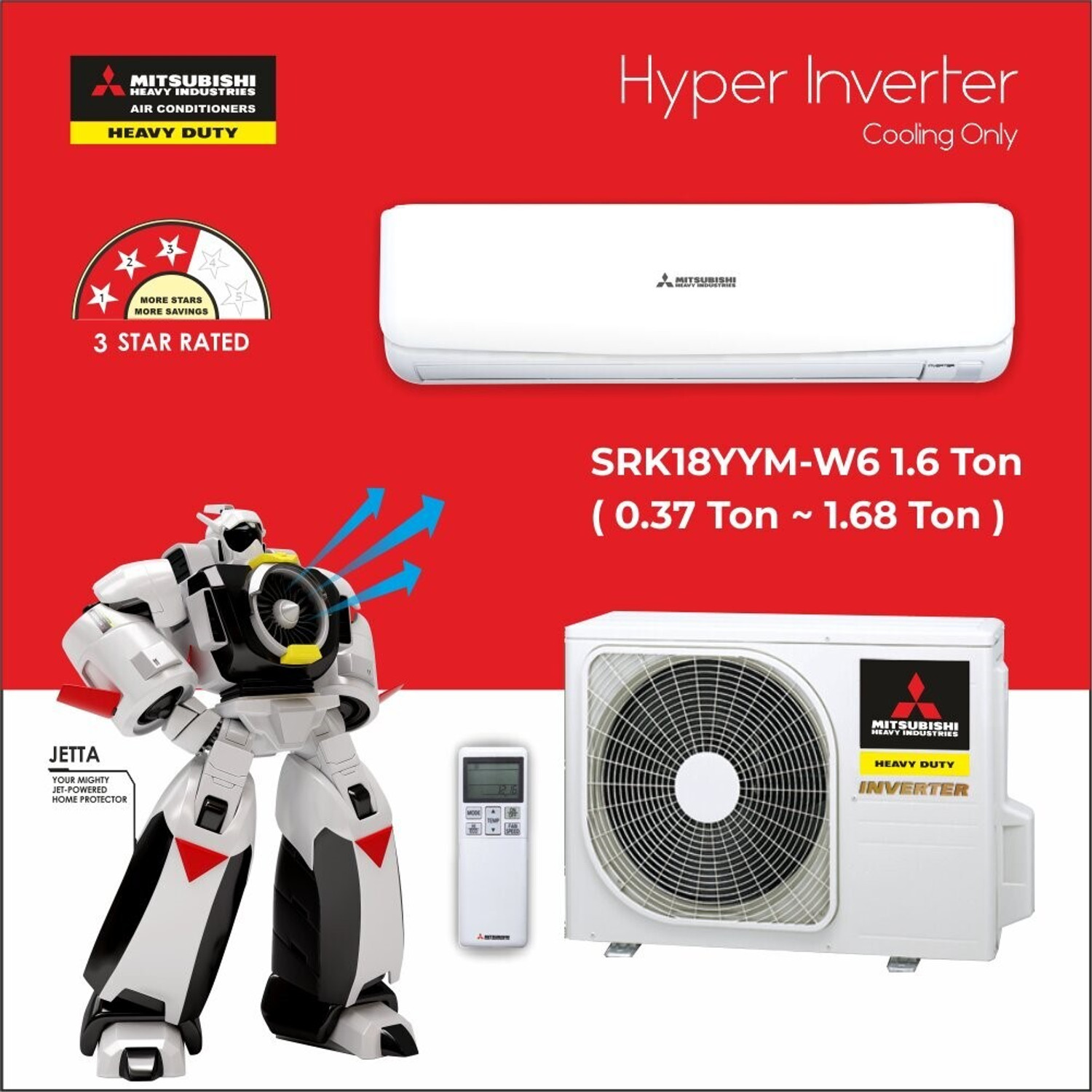 Image of MITSUBISHI HEAVY INDUSTRIES 2025 Model 1.6 Ton 4 Star Split Hyper Inverter Hyper Inverter AC AC