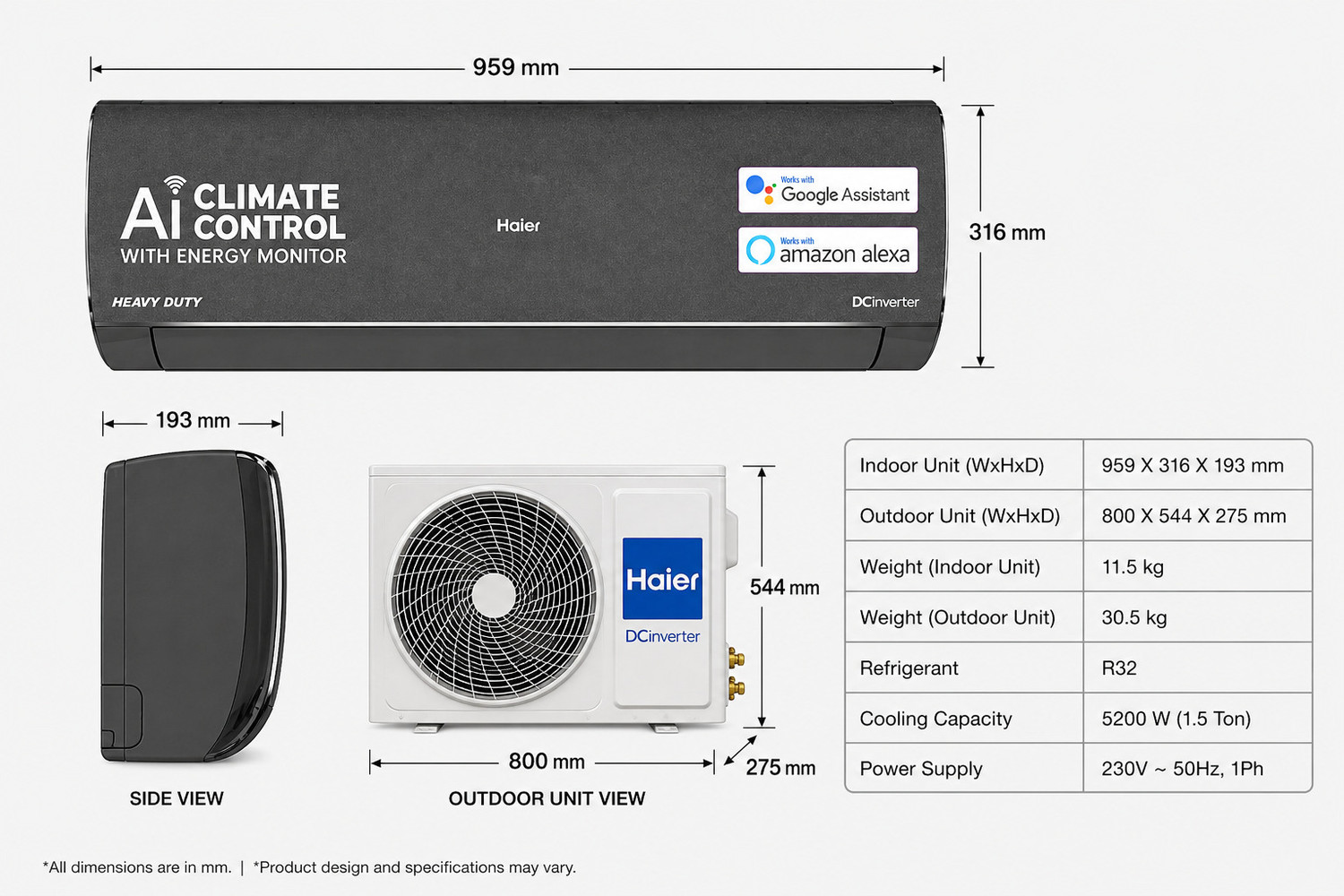 Image of Haier 2026 Model 1.6 Ton 5 Star Split HEXA Inverter with Wi-fi AC