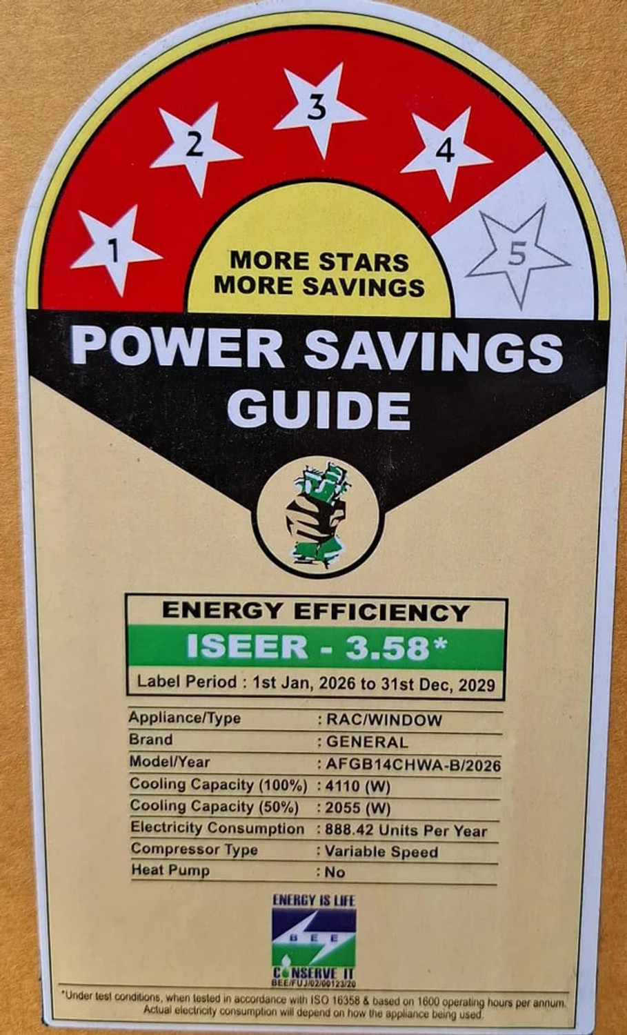 Image of O-General 2026 Model 1.17 Ton 4 Star Window Inverter AC