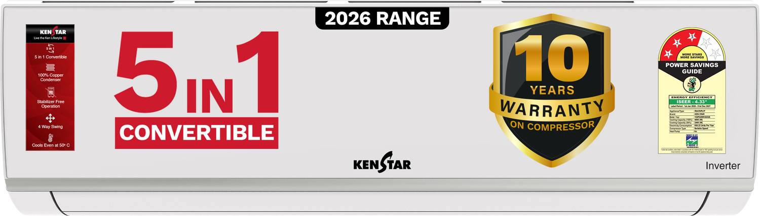 Kenstar 2026 Model 1.5 Ton 3 Star Split Inverter 5-in-1 Convertib
