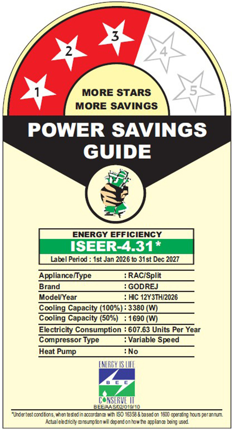 Image of Godrej 2026 Model 1 Ton 3 Star Split Inverter with 5-in-1 convertible | AI Powered| Heavy Duty Cooling at 52 degree celsius|i-Sense technology AC