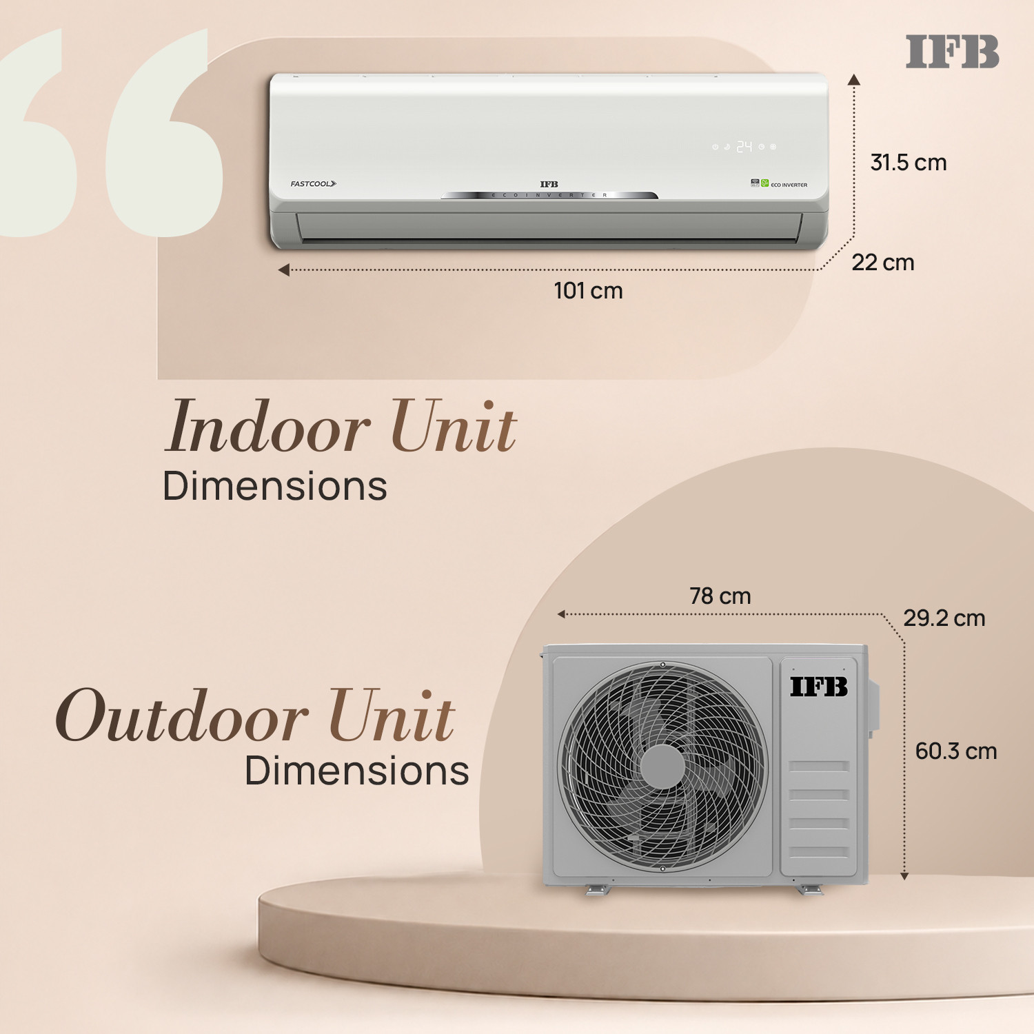 Image of IFB 2026 Model 1.5 Ton 5 Star Split Inverter with Hybrid Mode, 8-in-1 Flexi Mode, Heavy Duty Compressor, Long Air Throw, Self Clean, Copper Condenser AC