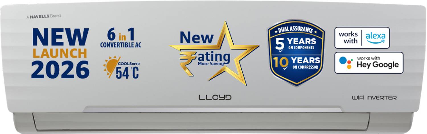 Lloyd 2026 Model 1.5 Ton 3 Star Split Inverter with Wi-fi AC