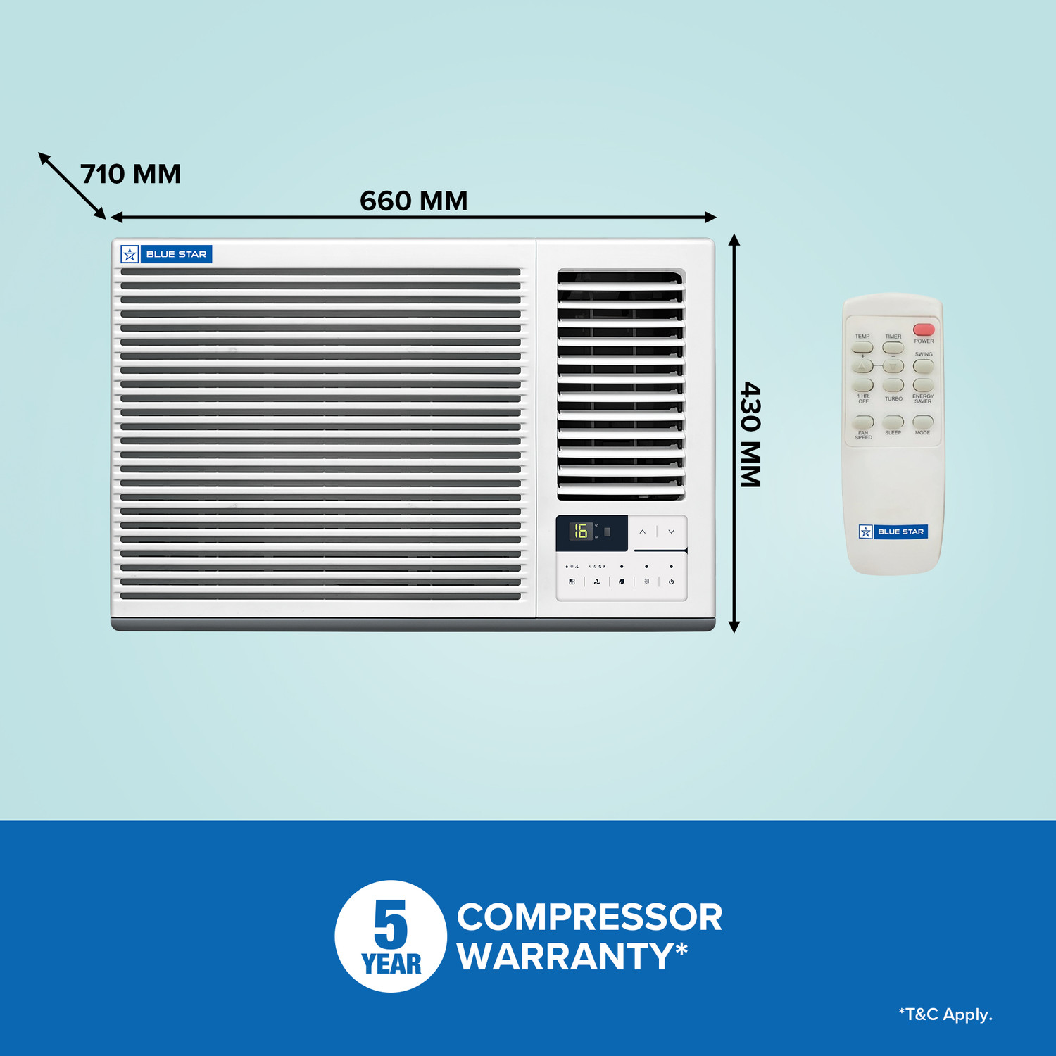 Image of Blue Star 2026 Model 1.5 Ton 3 Star Window Fixed Speed AC