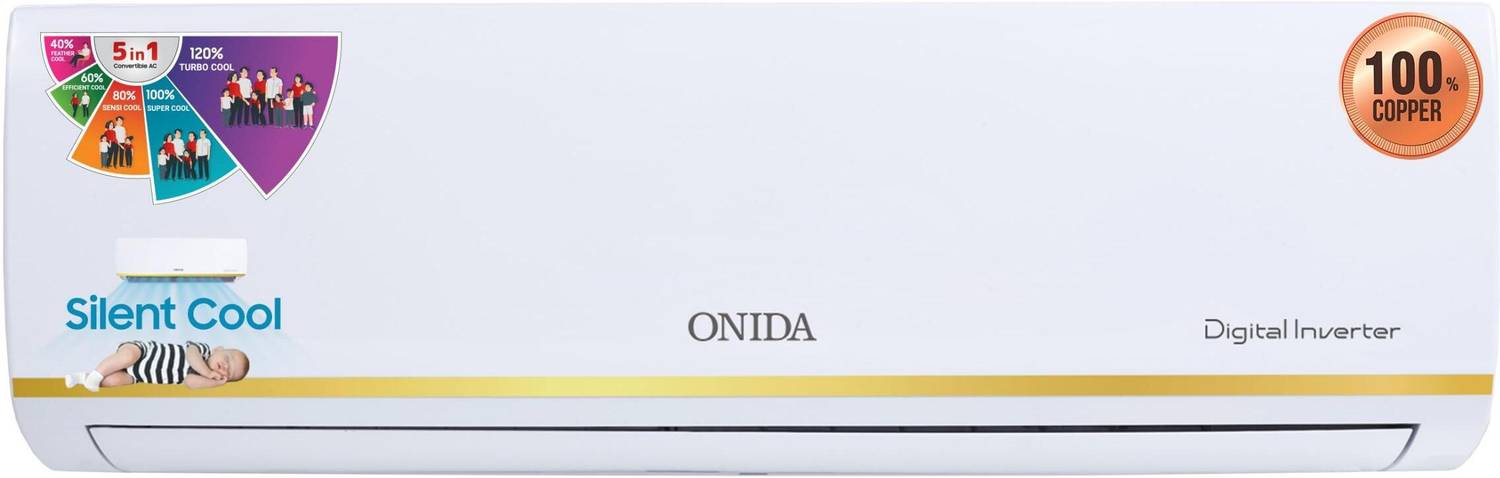 ONIDA 2023 Model 1 Ton 3 Star Split Inverter 5-in-1 Convertible Cooling with Deep Cleaning AC
