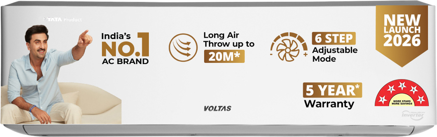 Image of Voltas 2026 Model 1.5 Ton 5 Star Split Inverter AC