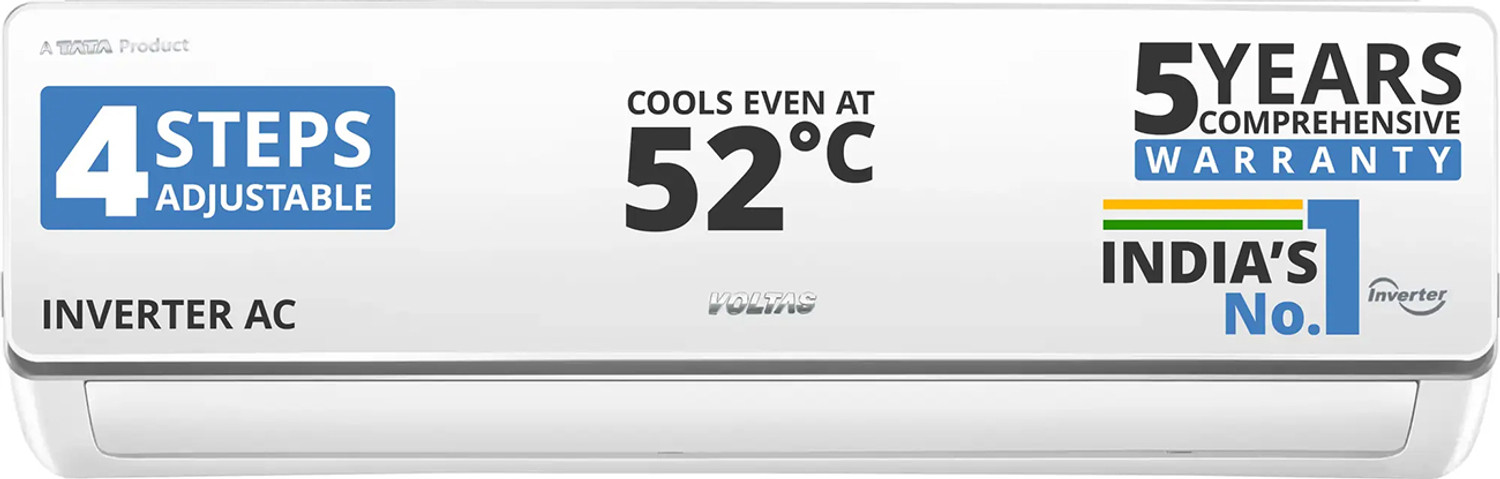 Image of Voltas 2025 Model 2 Ton 3 Star Split Inverter 4-IN-1 Adjustable Mode | Energy Efficient | High Ambient Cooling (even at 52�C) | Anti-Dust Filter with Anti-Microbial Coating | Auto Clean AC