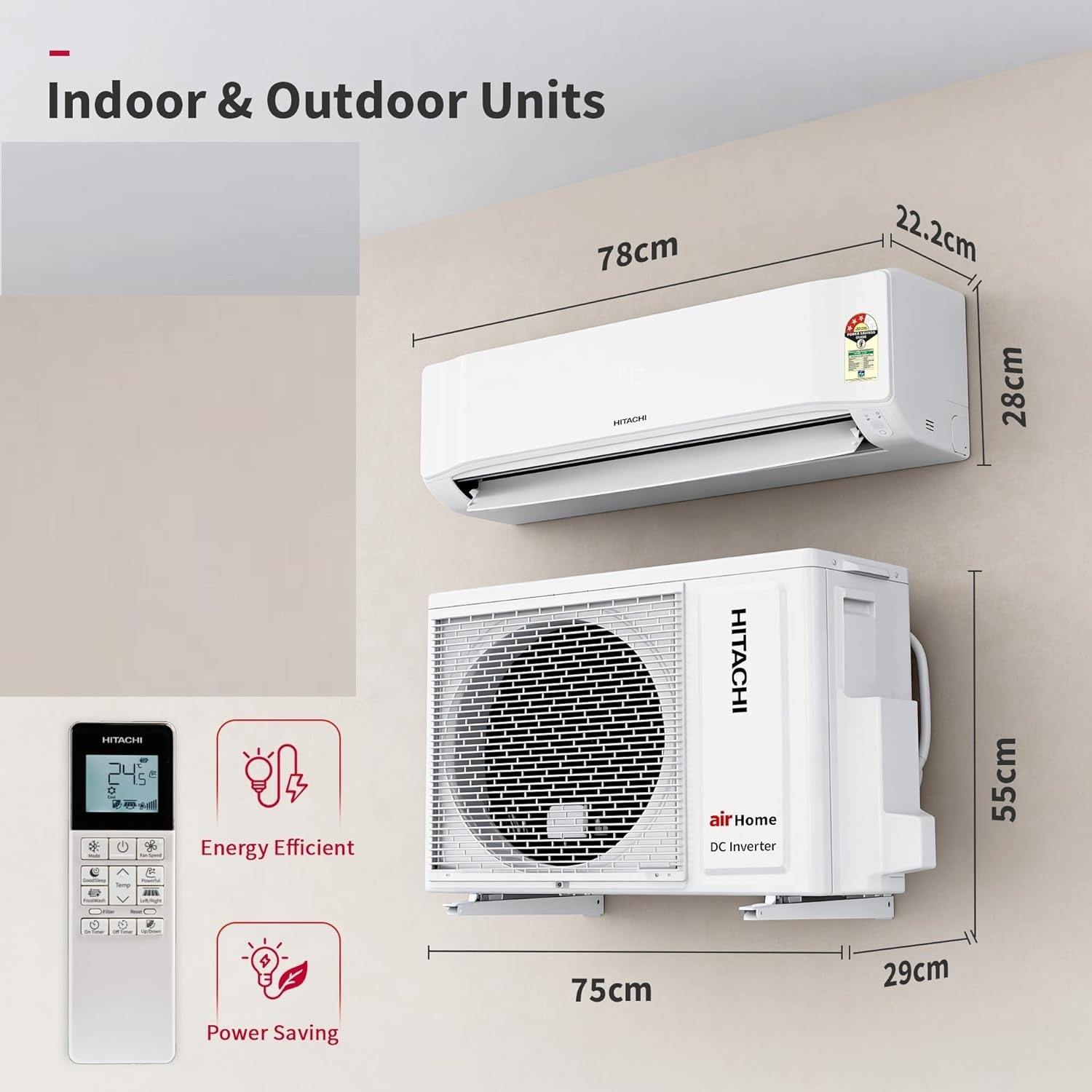Image of Hitachi 2026 Model 1.5 Ton 3 Star Split Inverter AC