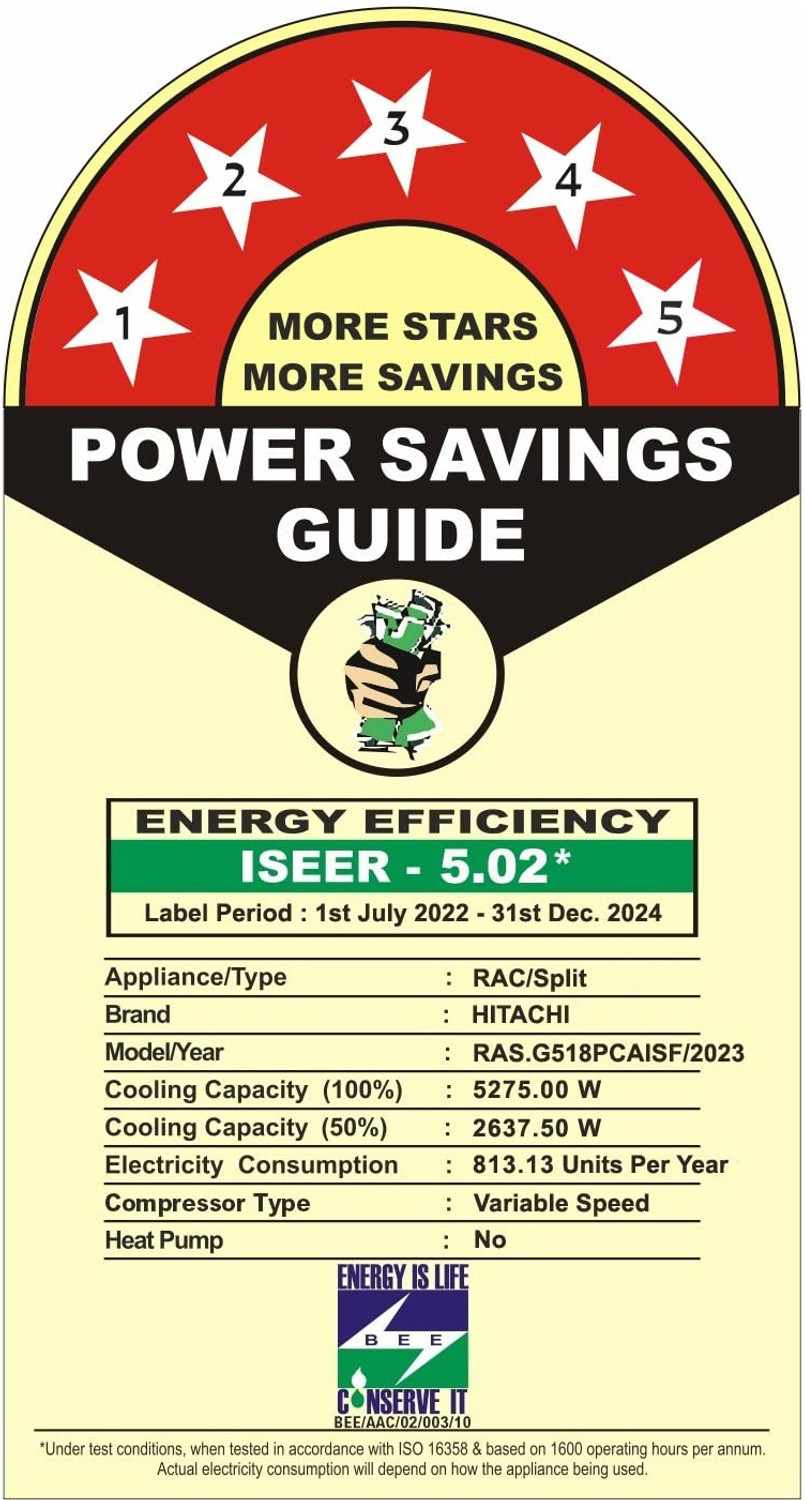 Image of Hitachi 2023 Model 1.5 Ton 5 Star Split Inverter AC