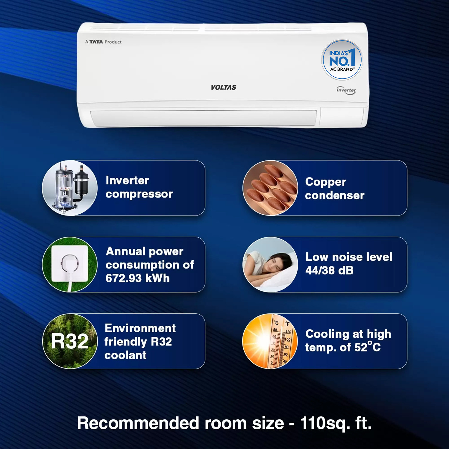 Image of Voltas 2024 Model 1 Ton 3 Star Split Inverter AC