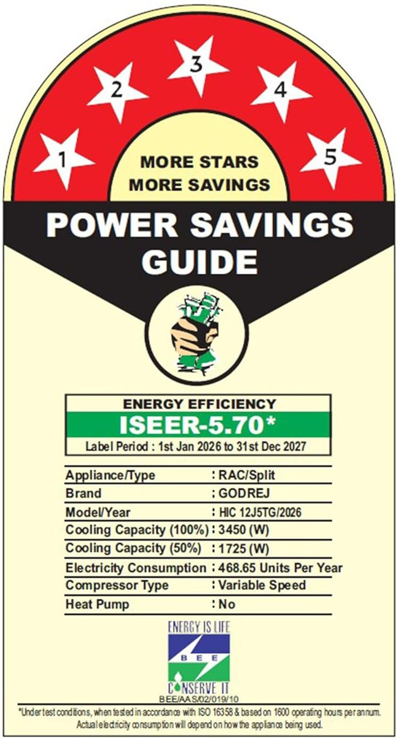 Image of Godrej 2026 Model 1 Ton 5 Star Split Inverter AC