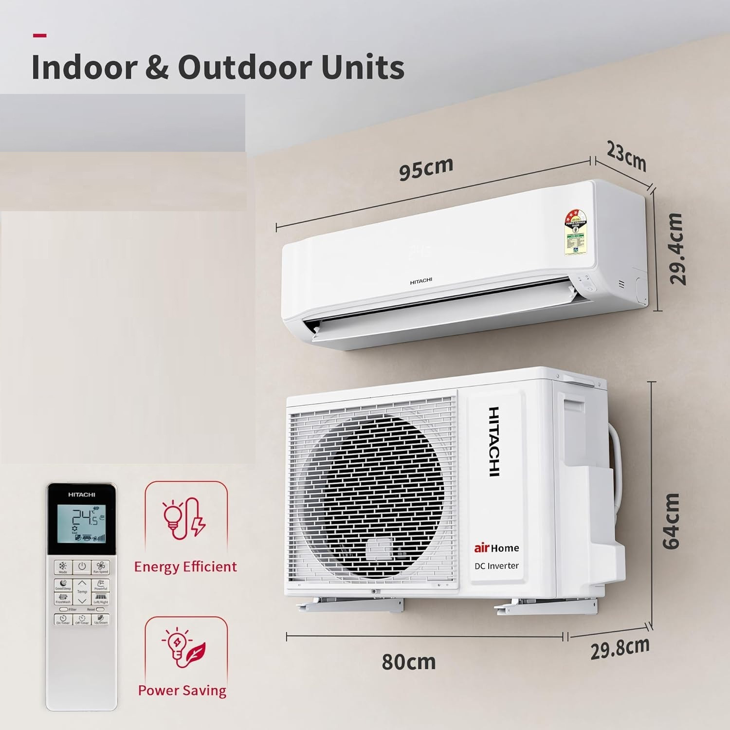 Image of Hitachi 2026 Model 1 Ton 3 Star Split Inverter AC