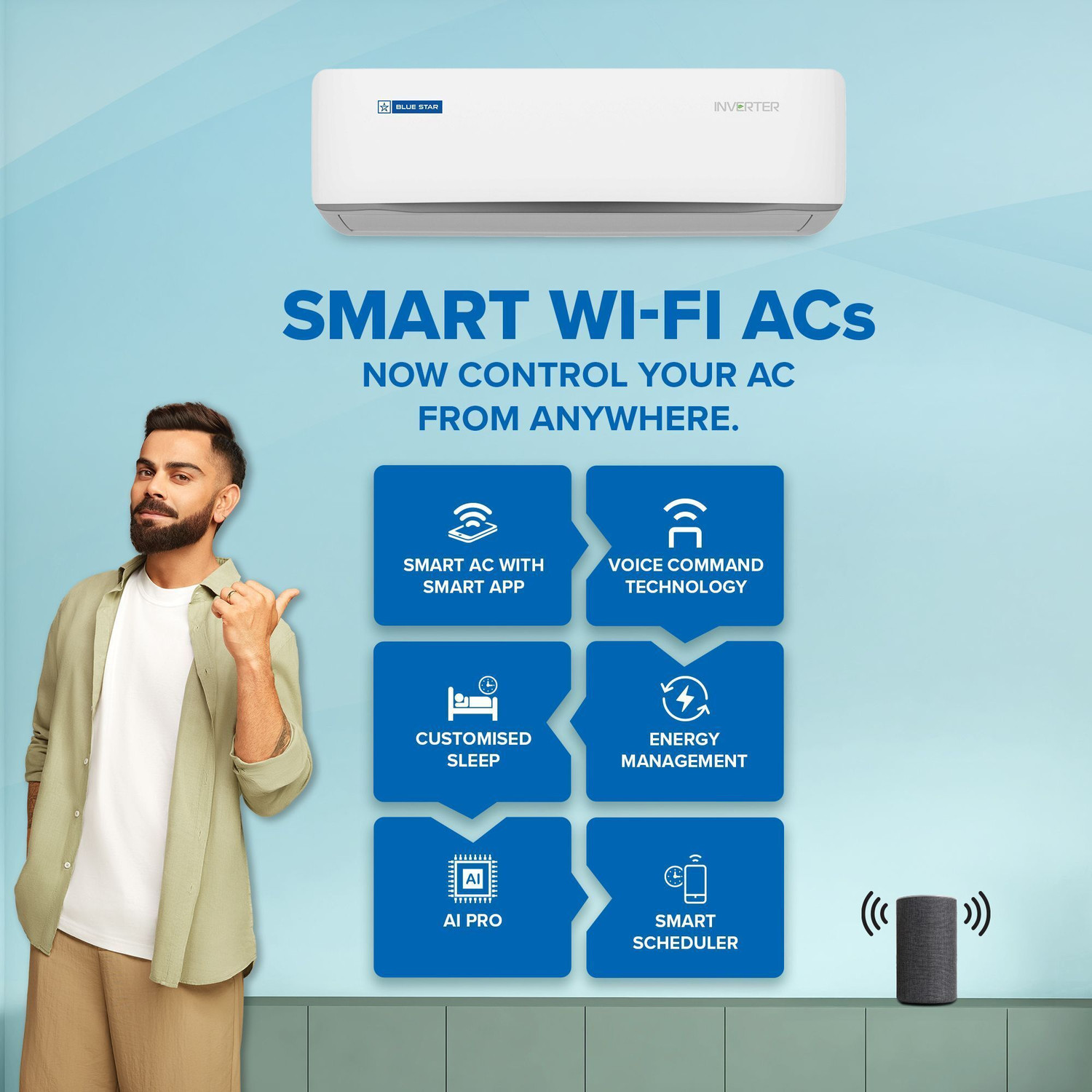 Image of Blue Star 2025 Model 1 Ton 5 Star Split Inverter with Wi-fi AC