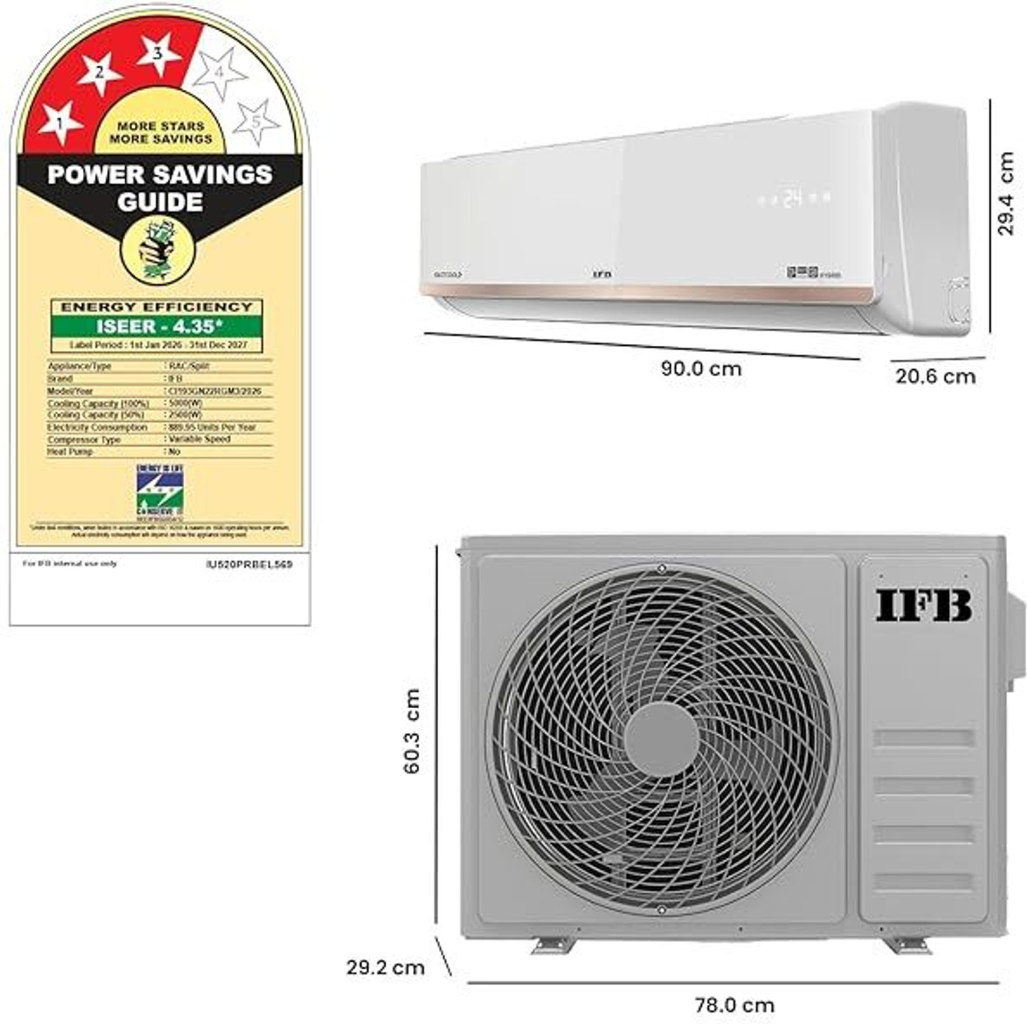 Image of IFB 2026 Model 1.5 Ton 3 Star Split Smart Inverter with Wi-fi AC