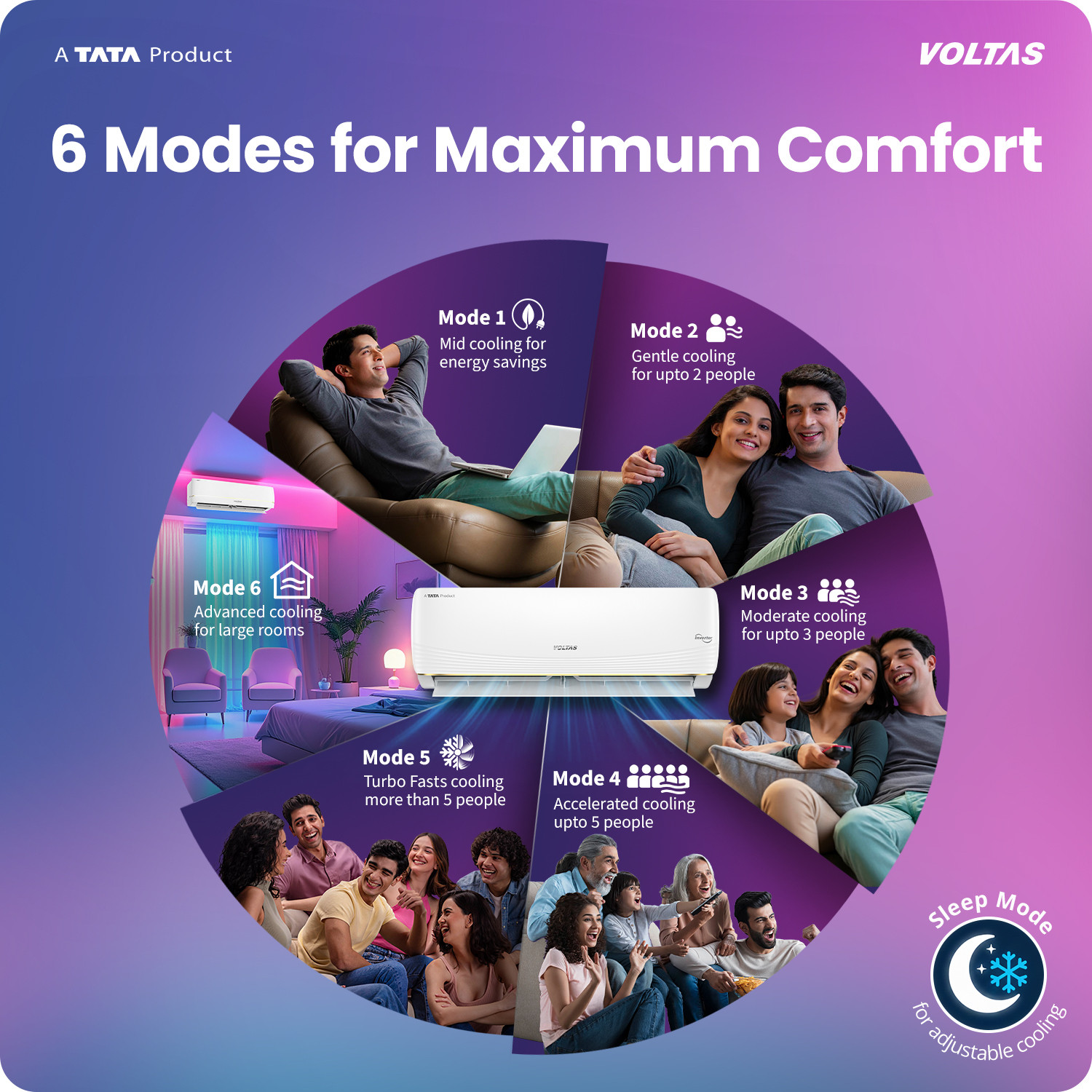Image of Voltas 2026 Model 1 Ton 3 Star Split Inverter with Wi-fi AC