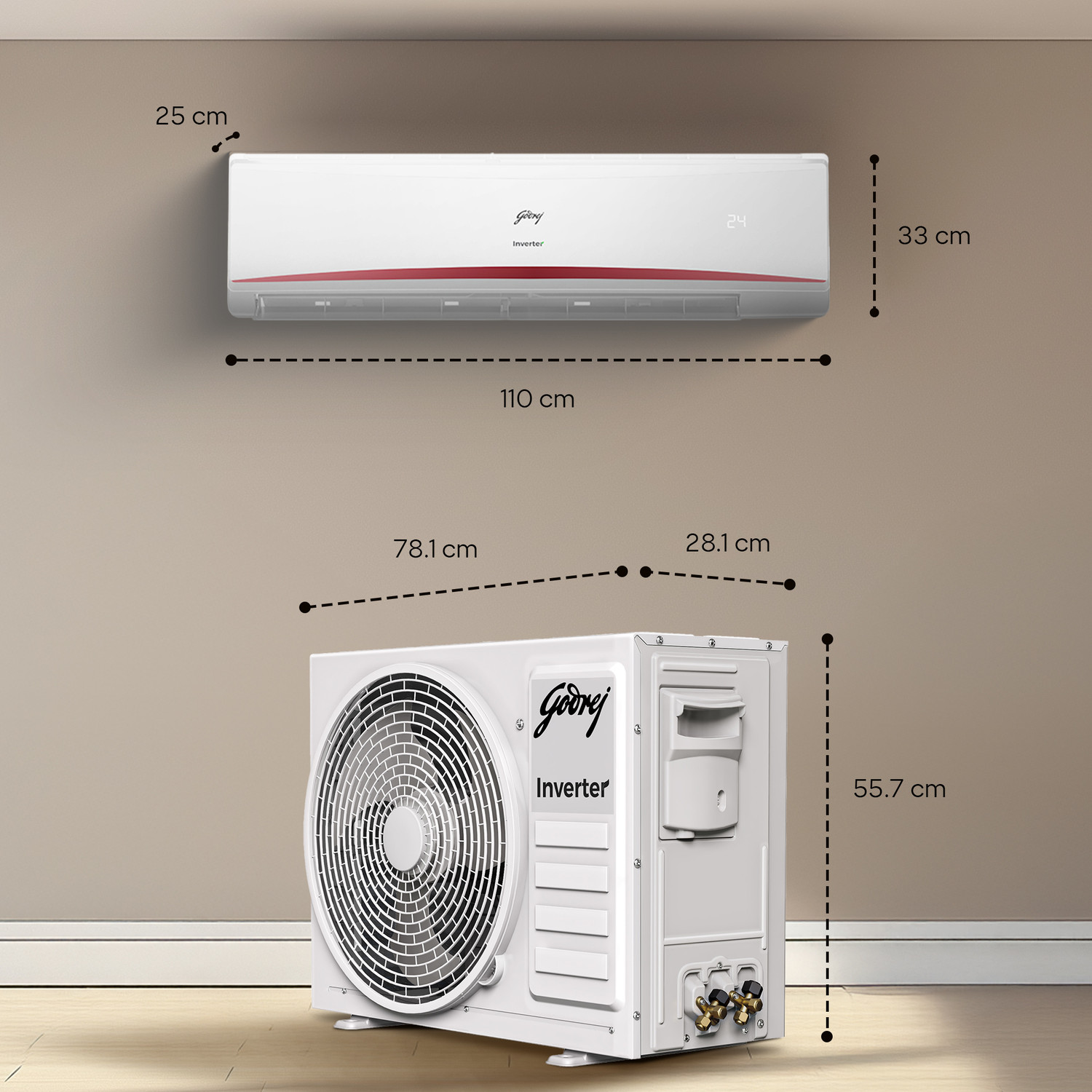 Image of Godrej 2026 Model 2.5 Ton 3 Star Split Inverter with 5-in-1 convertible | AI Powered| Heavy Duty Cooling at 52 degree celsius |4 - Way Swing AC